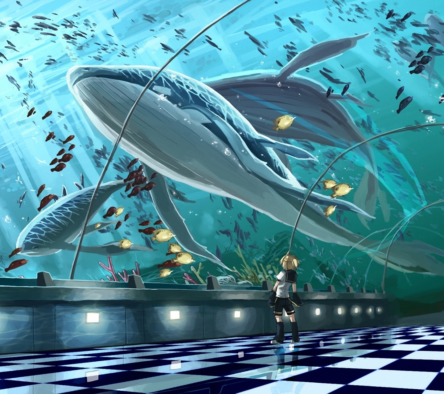 Download mobile wallpaper Anime, Whale, Vocaloid, Len Kagamine for free.