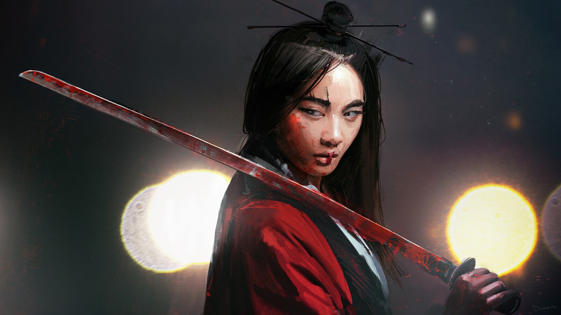 Download mobile wallpaper Fantasy, Samurai, Woman Warrior for free.