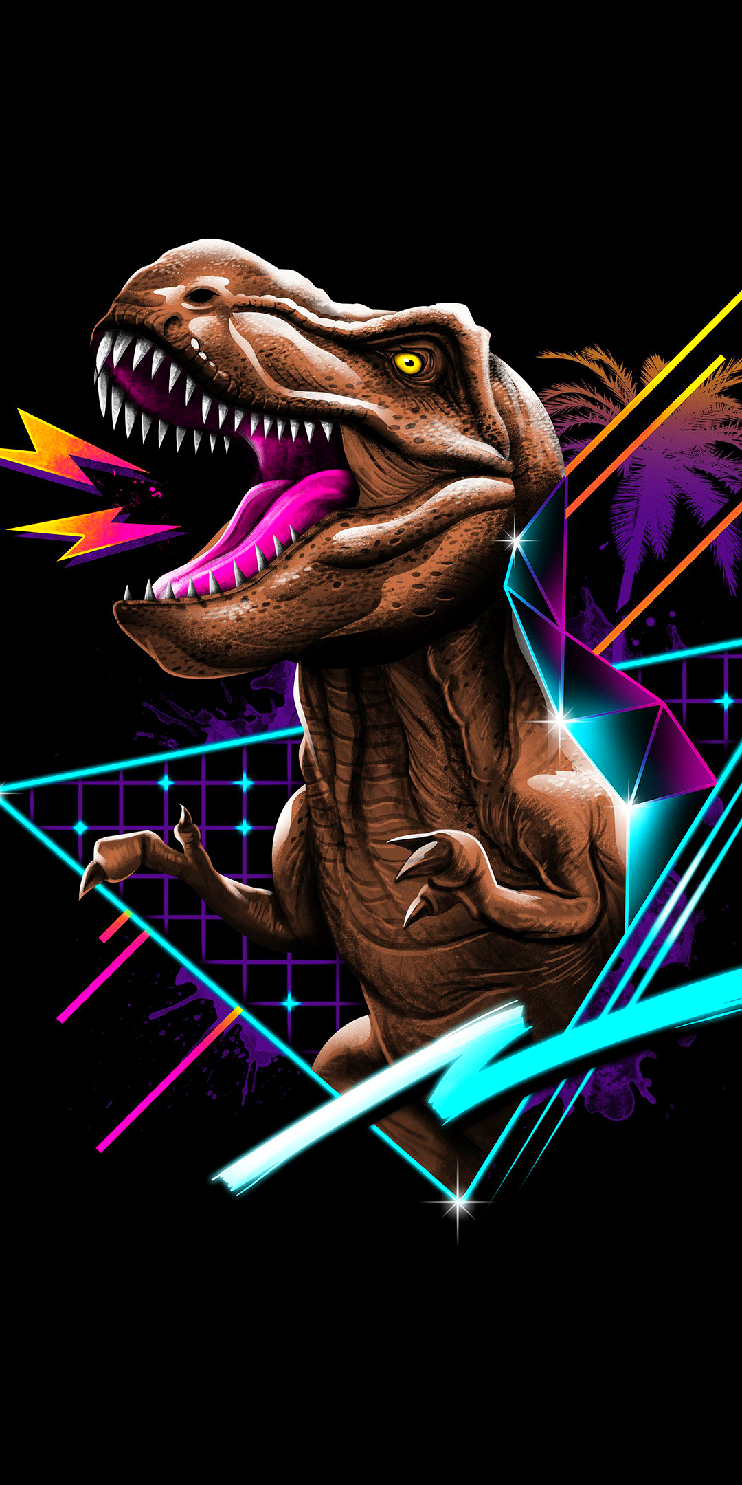 Baixar papel de parede para celular de Retrô, Dinossauro, Tiranossauro Rex, Artistico, Onda Retrô gratuito.