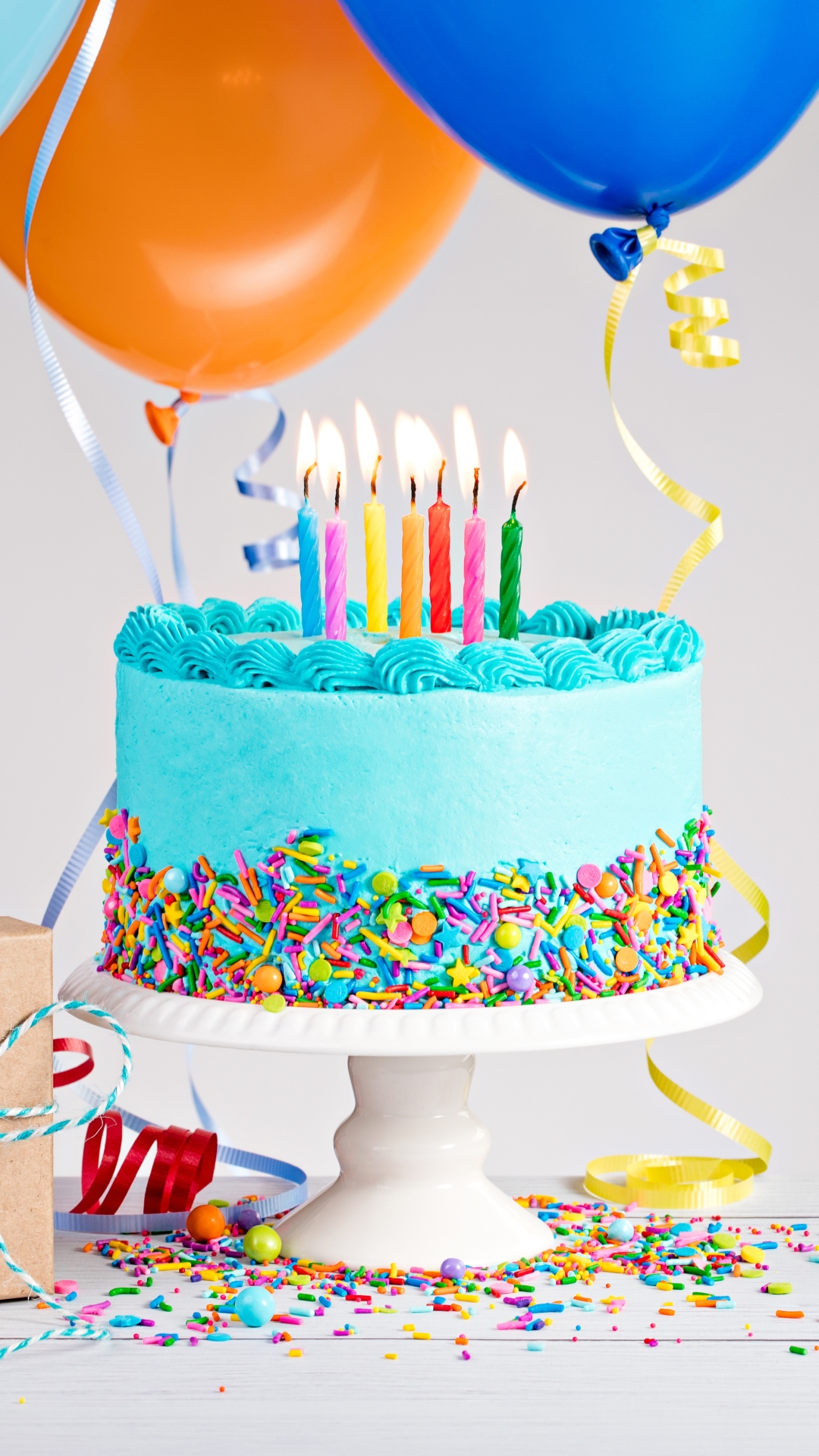 Handy-Wallpaper Feiertage, Gebäck, Kuchen, Ballon, Kerze, Feier, Geburtstag kostenlos herunterladen.