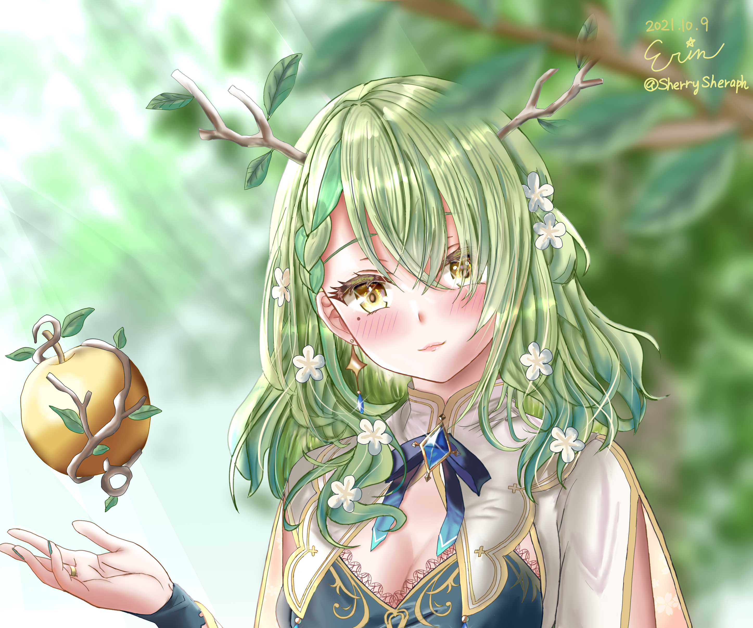 Free download wallpaper Anime, Green Hair, Virtual Youtuber, Hololive, Ceres Fauna on your PC desktop