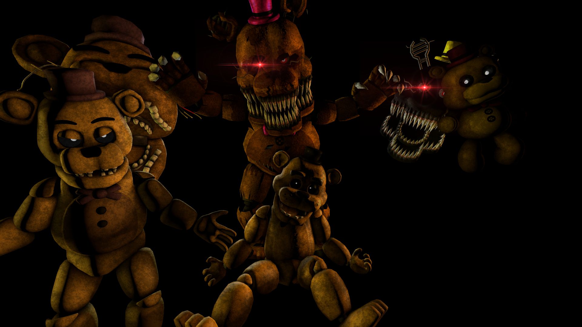 Laden Sie Nightmare Golden Freddy (Fünf Nächte Bei Freddy) HD-Desktop-Hintergründe herunter