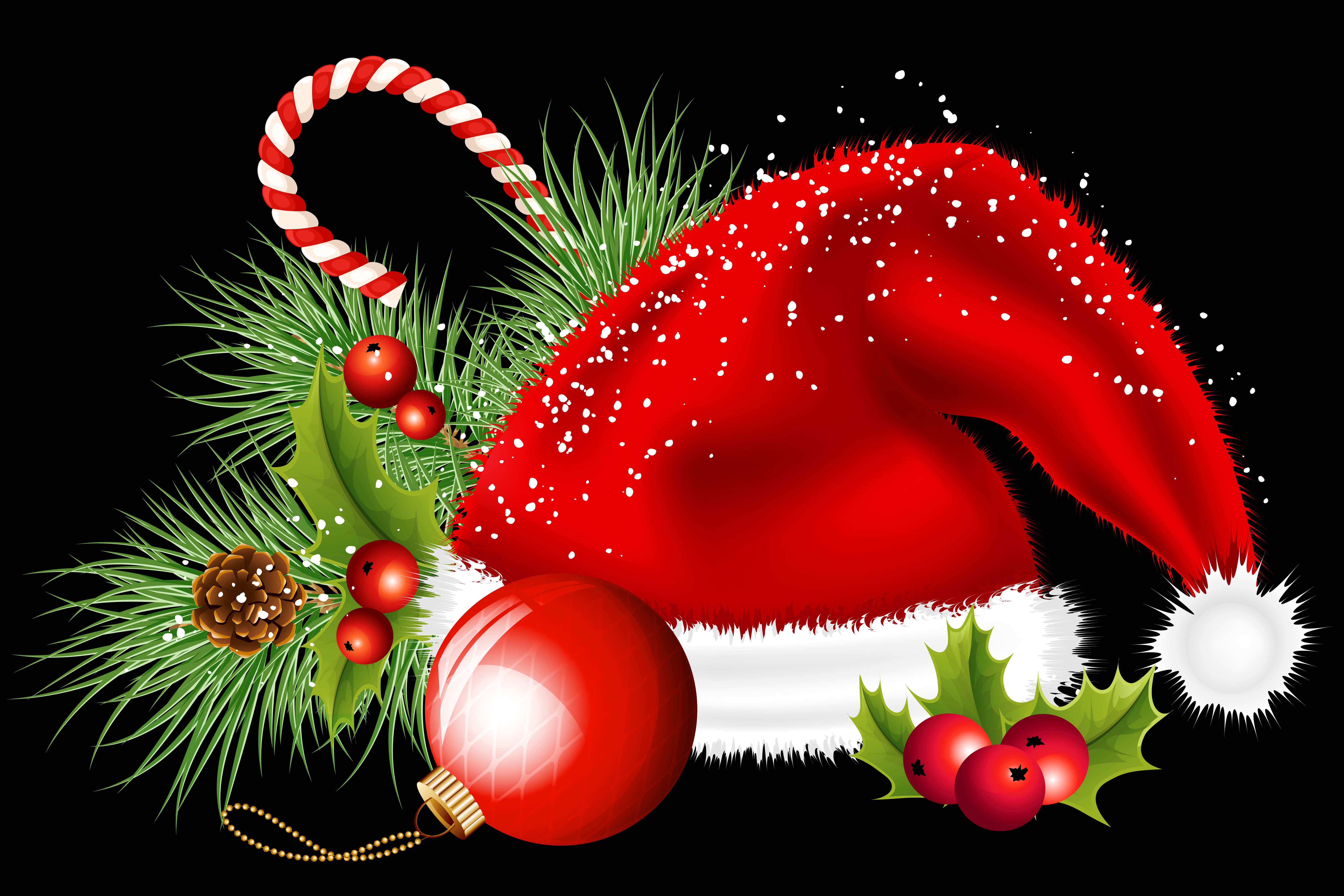 Download mobile wallpaper Christmas, Holiday, Christmas Ornaments, Santa Hat, Candy Cane for free.