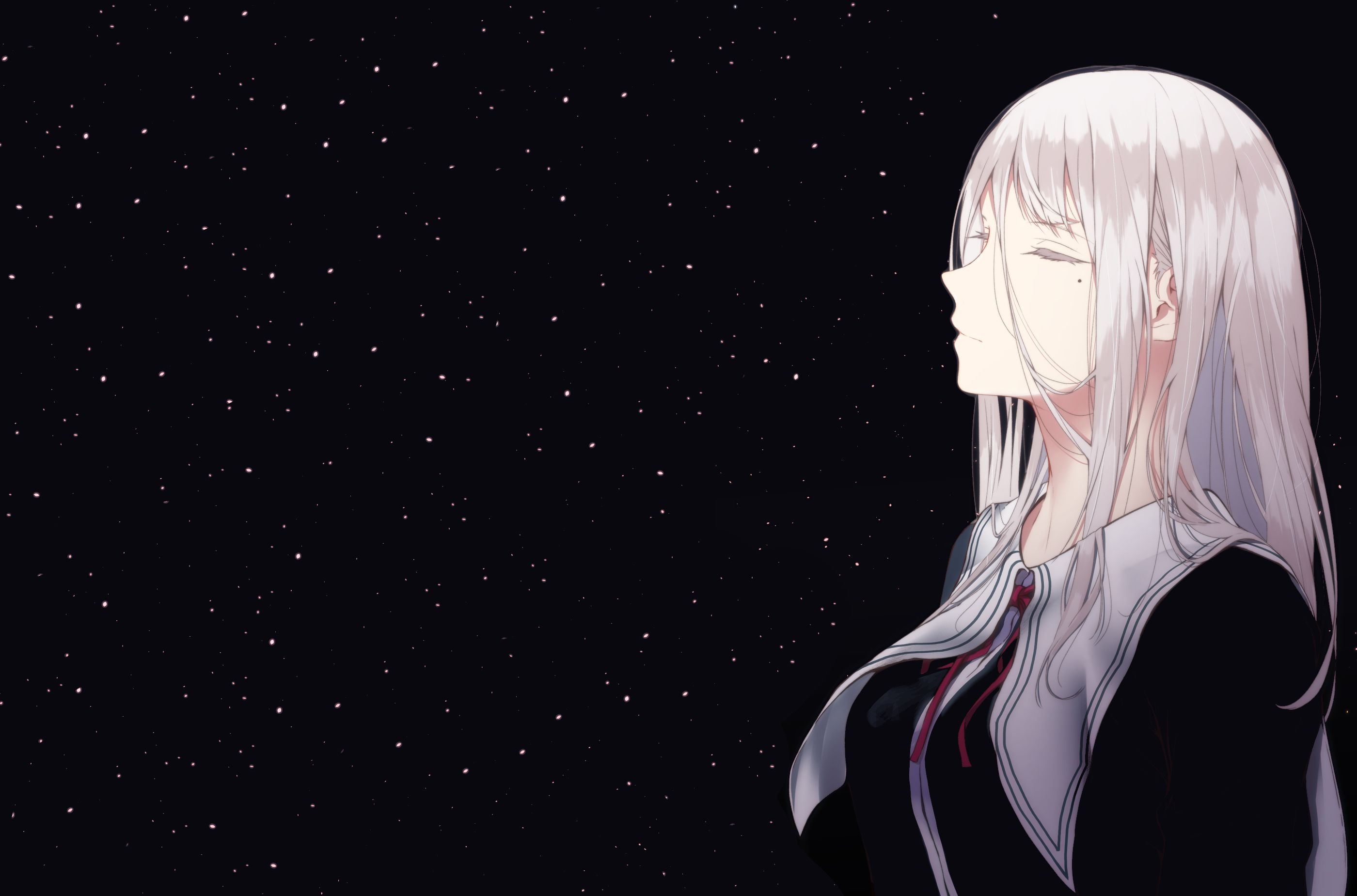 Download mobile wallpaper Anime, Stars, Original, Long Hair, White Hair for free.