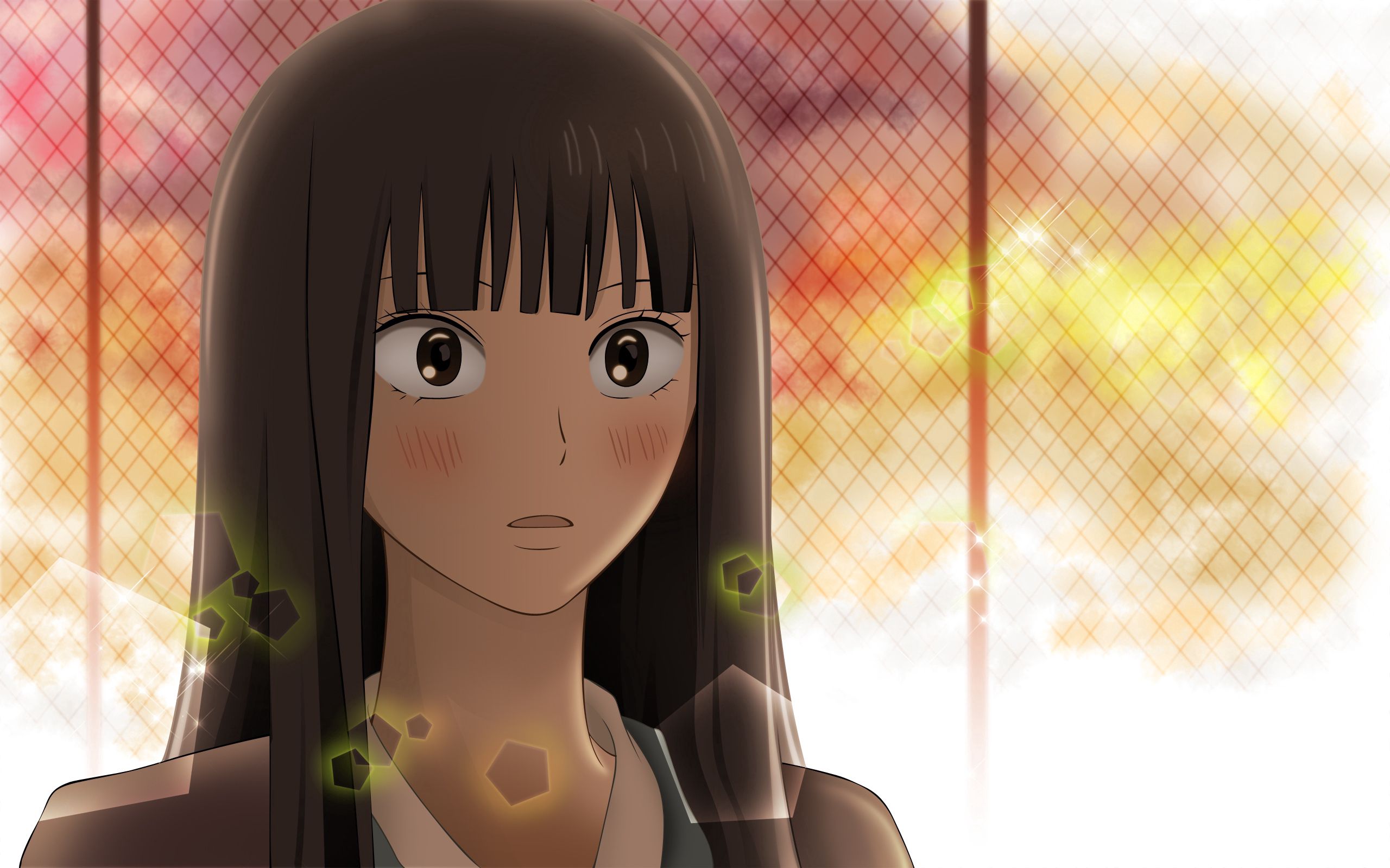 anime, sunset, girl, surprise, astonishment Desktop home screen Wallpaper