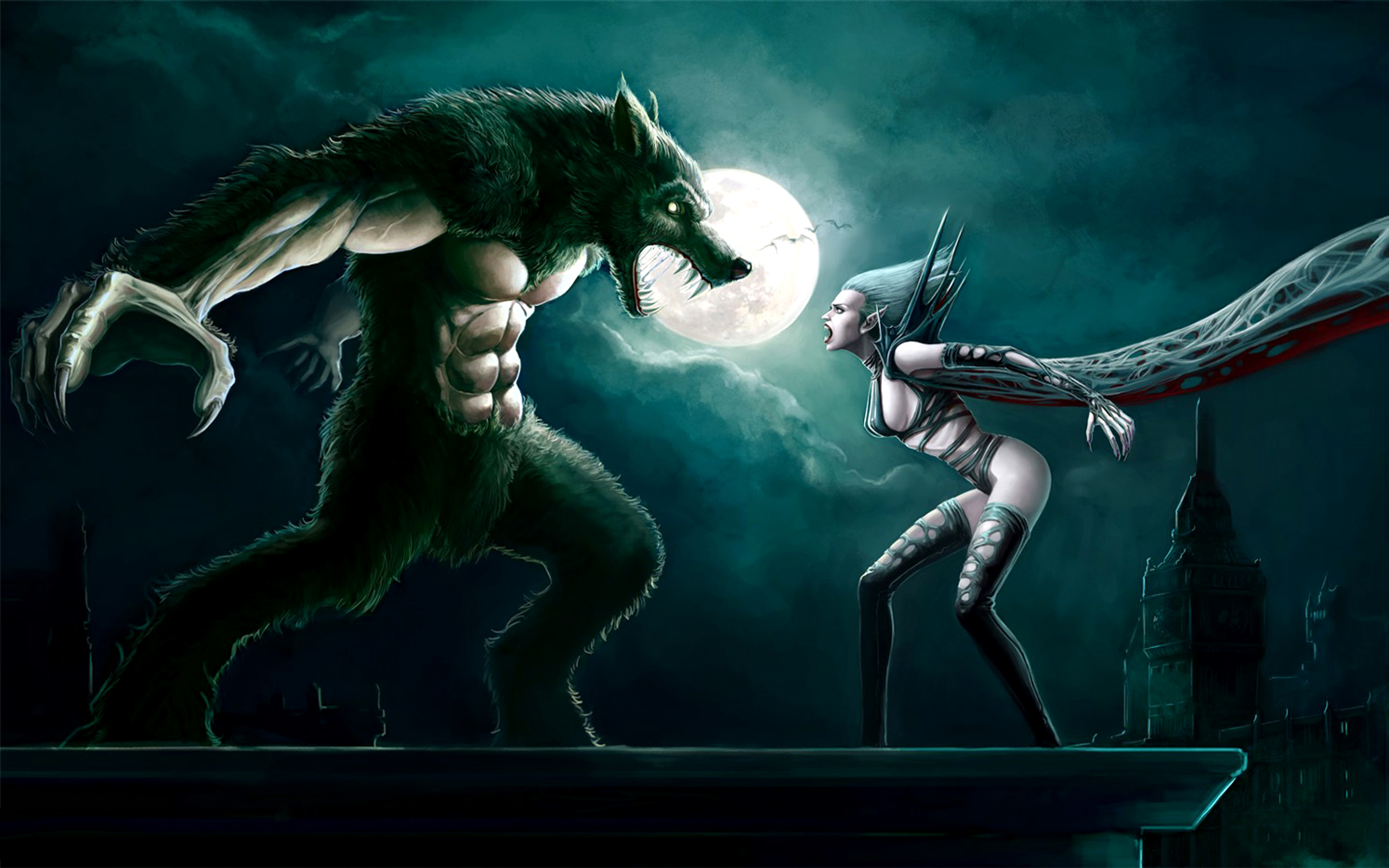 werewolf, vampire, dark, battle