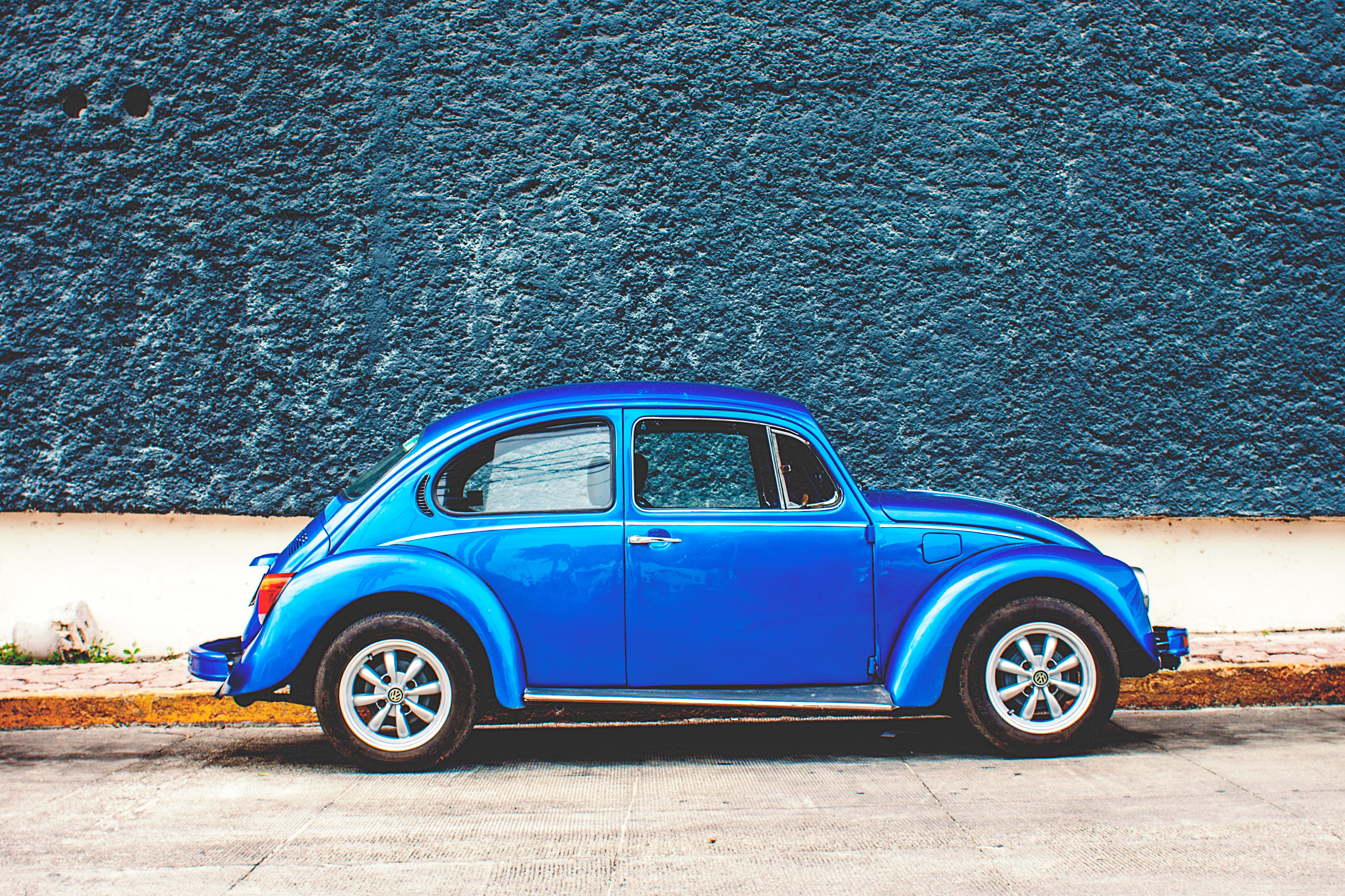cars, retro, auto, blue, side view wallpaper for mobile