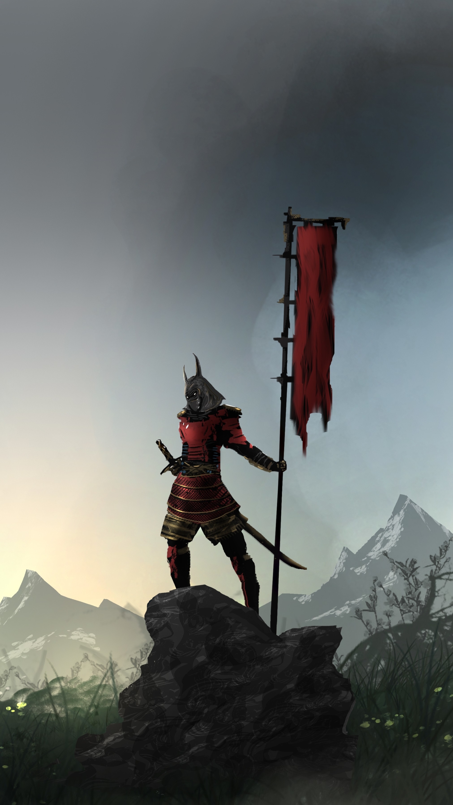 Download mobile wallpaper Fantasy, Warrior, Samurai, Armor for free.