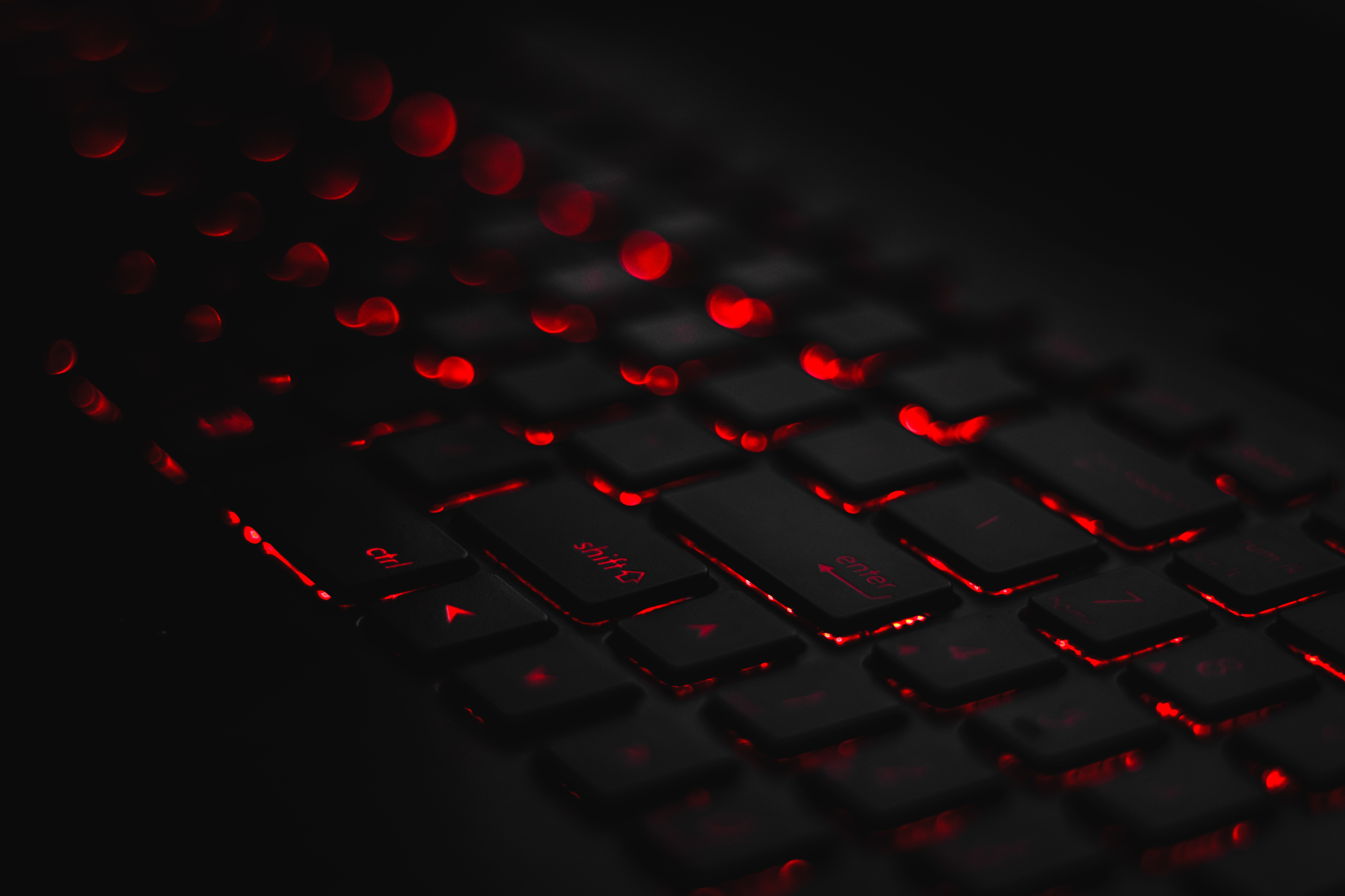 bokeh, keyboard, boquet, black, glare, backlight, red, illumination