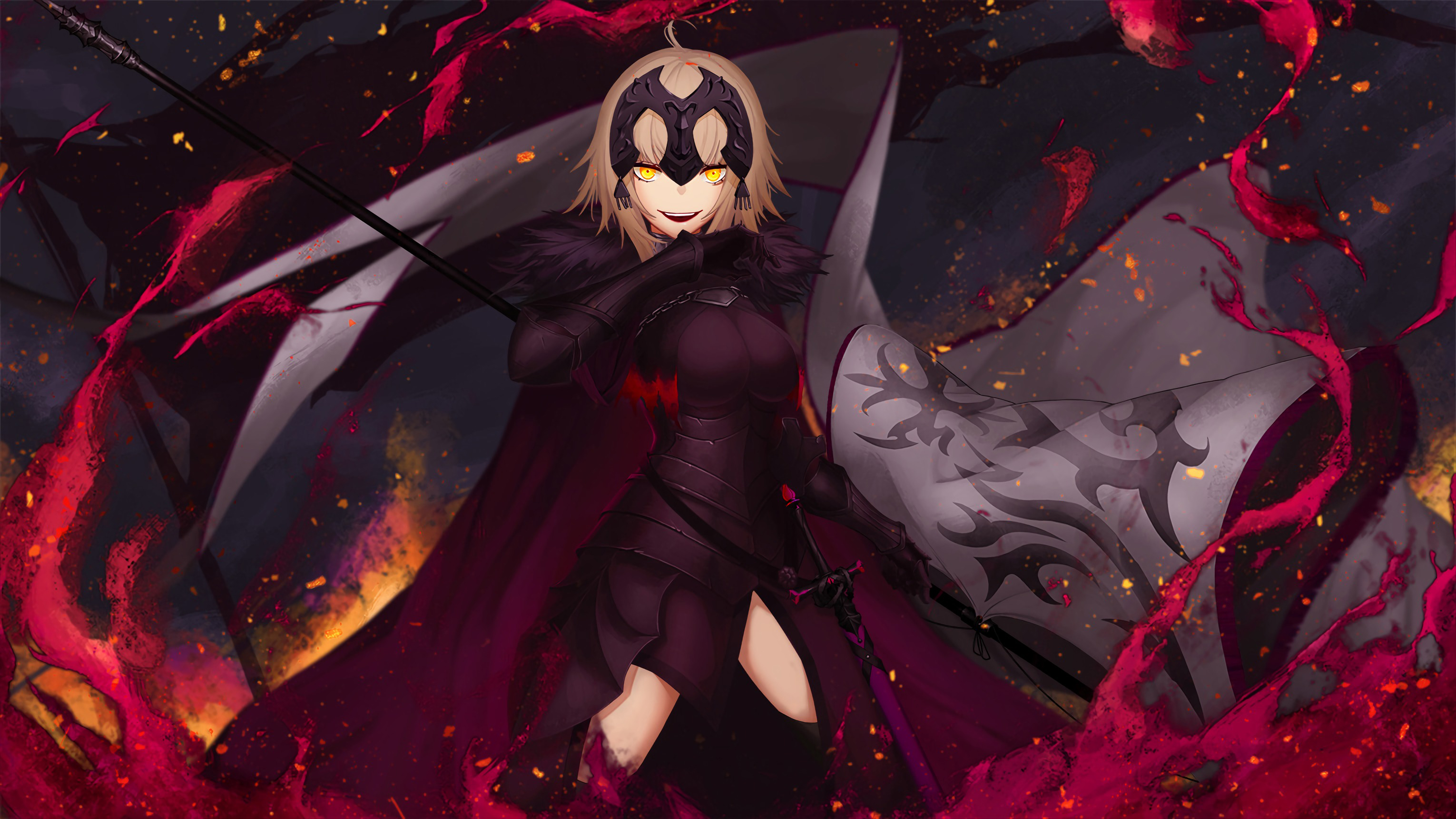 Free download wallpaper Anime, Yellow Eyes, Sword, Short Hair, Woman Warrior, Fate/grand Order, Jeanne D'arc Alter, Avenger (Fate/grand Order), Fate Series on your PC desktop