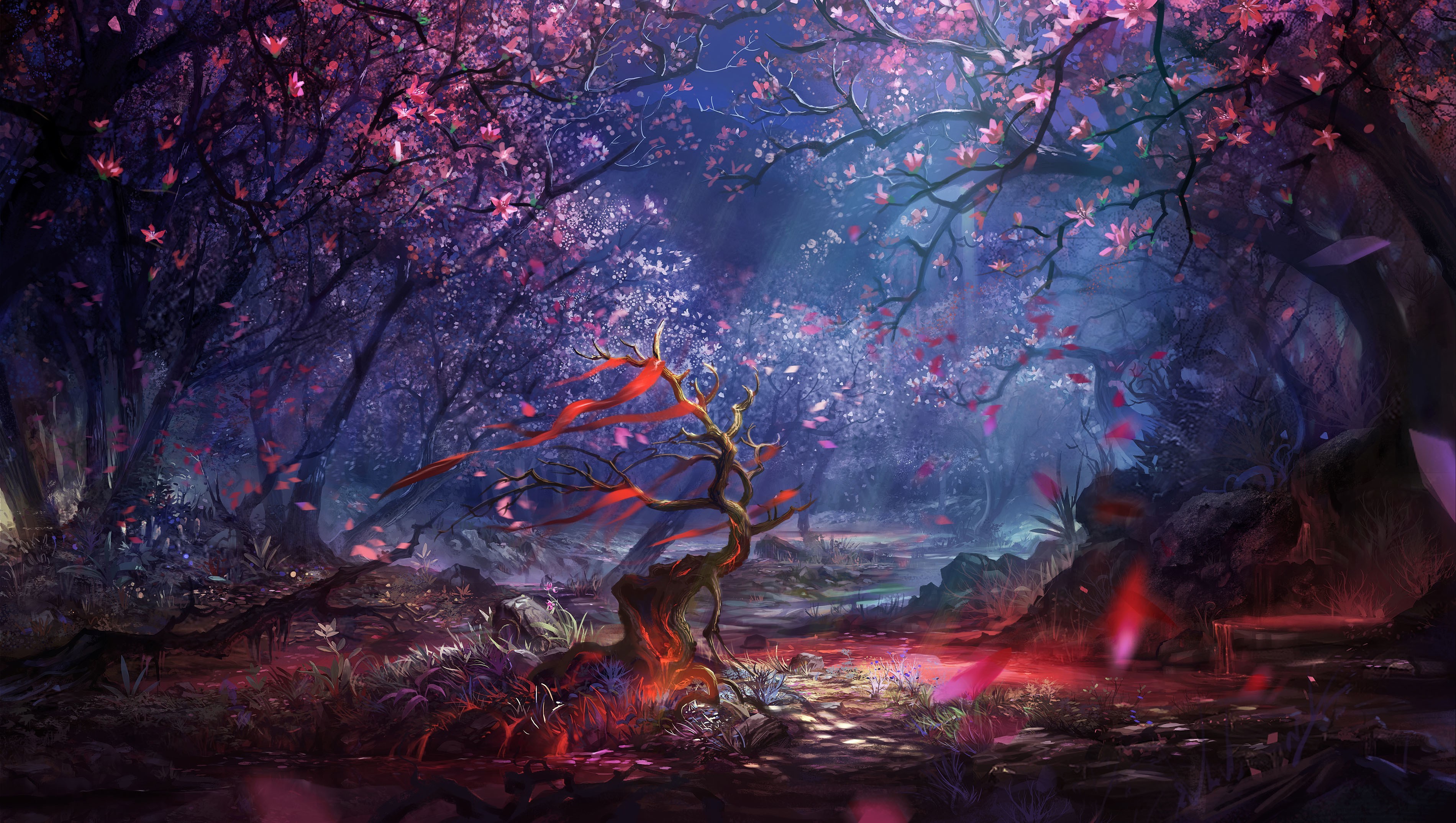 Download mobile wallpaper Landscape, Fantasy, Forest, Tree for free.
