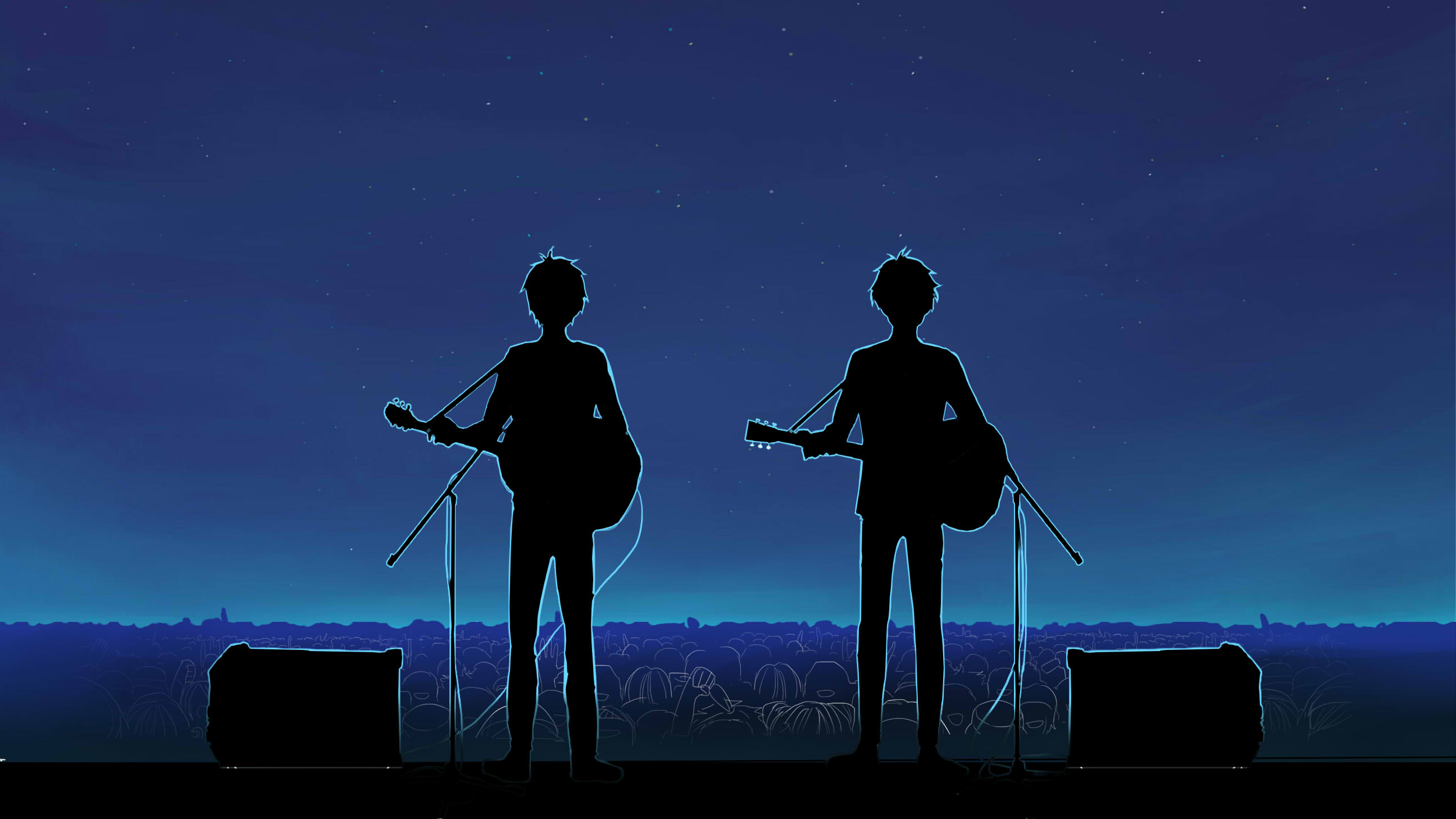 Laden Sie das Musik, Nacht, Animes-Bild kostenlos auf Ihren PC-Desktop herunter