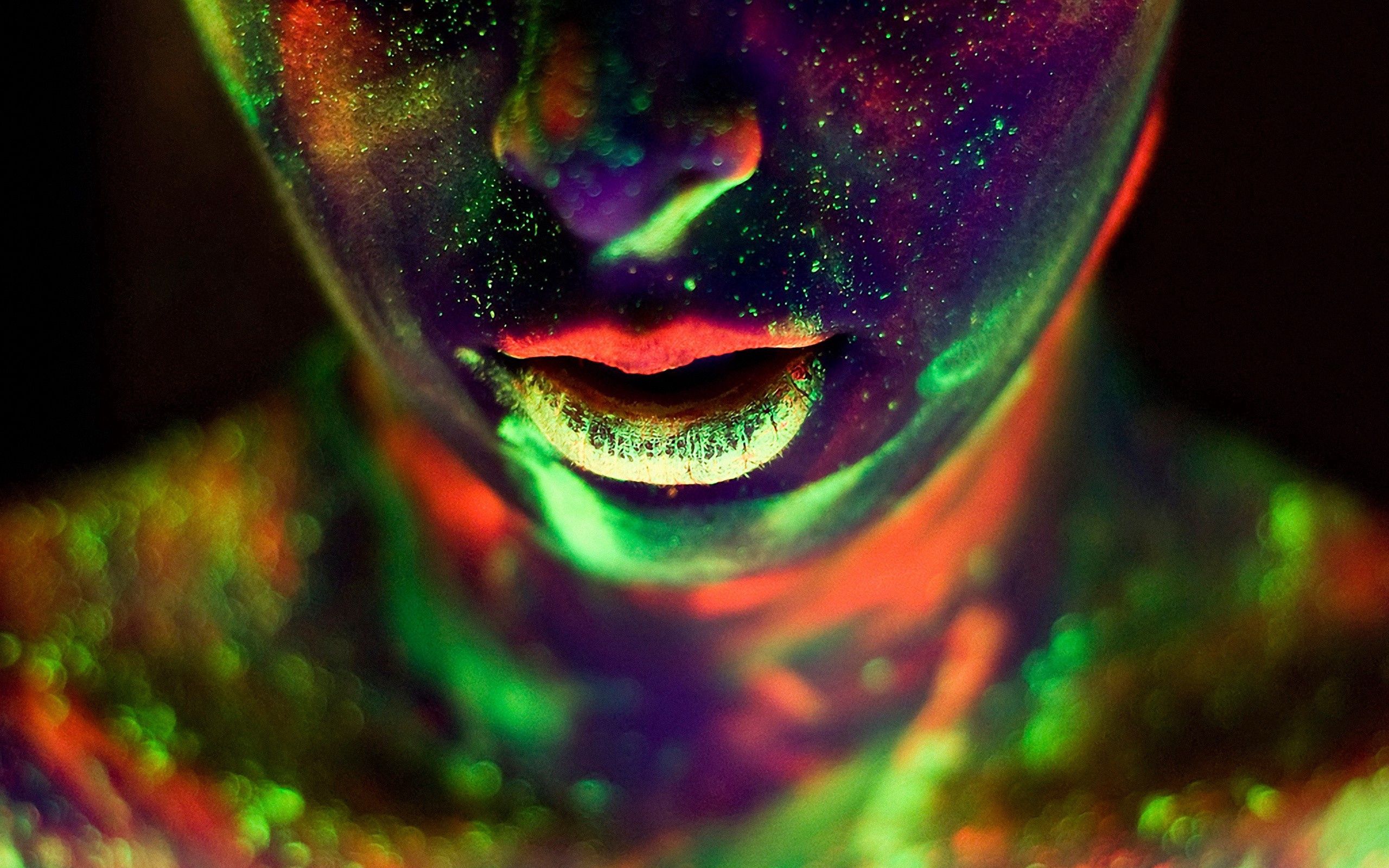face, creative, abstract, stains, spots, lips, makeup HD wallpaper