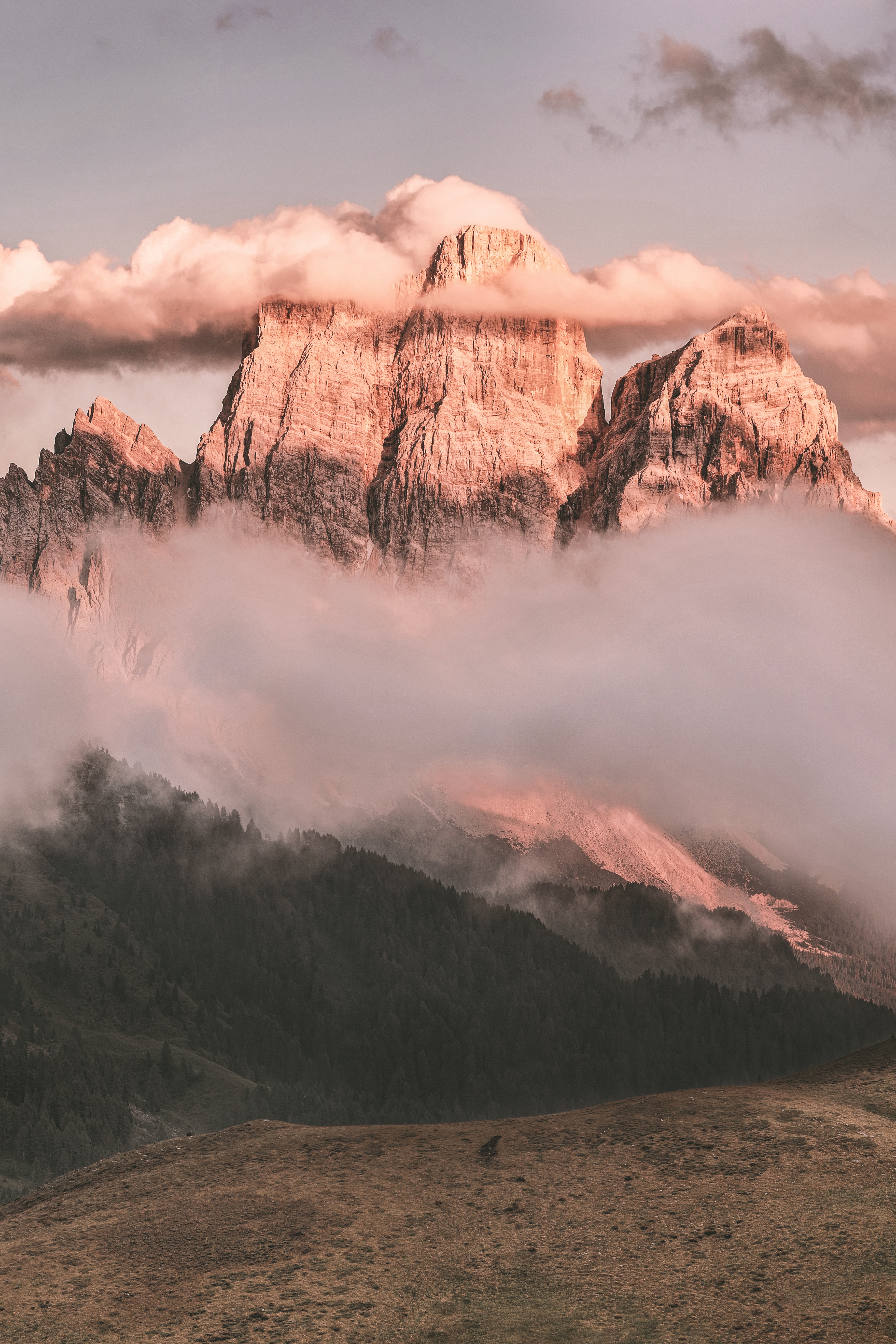 italy, nature, clouds, mountain, dolomites, monte pelmo Desktop home screen Wallpaper