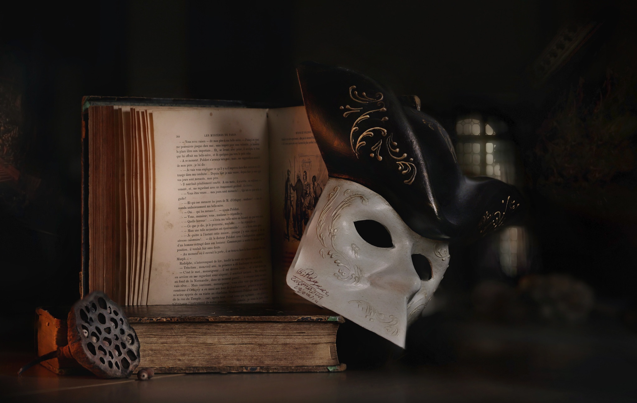 Download mobile wallpaper Still Life, Mask, Book, Photography for free.
