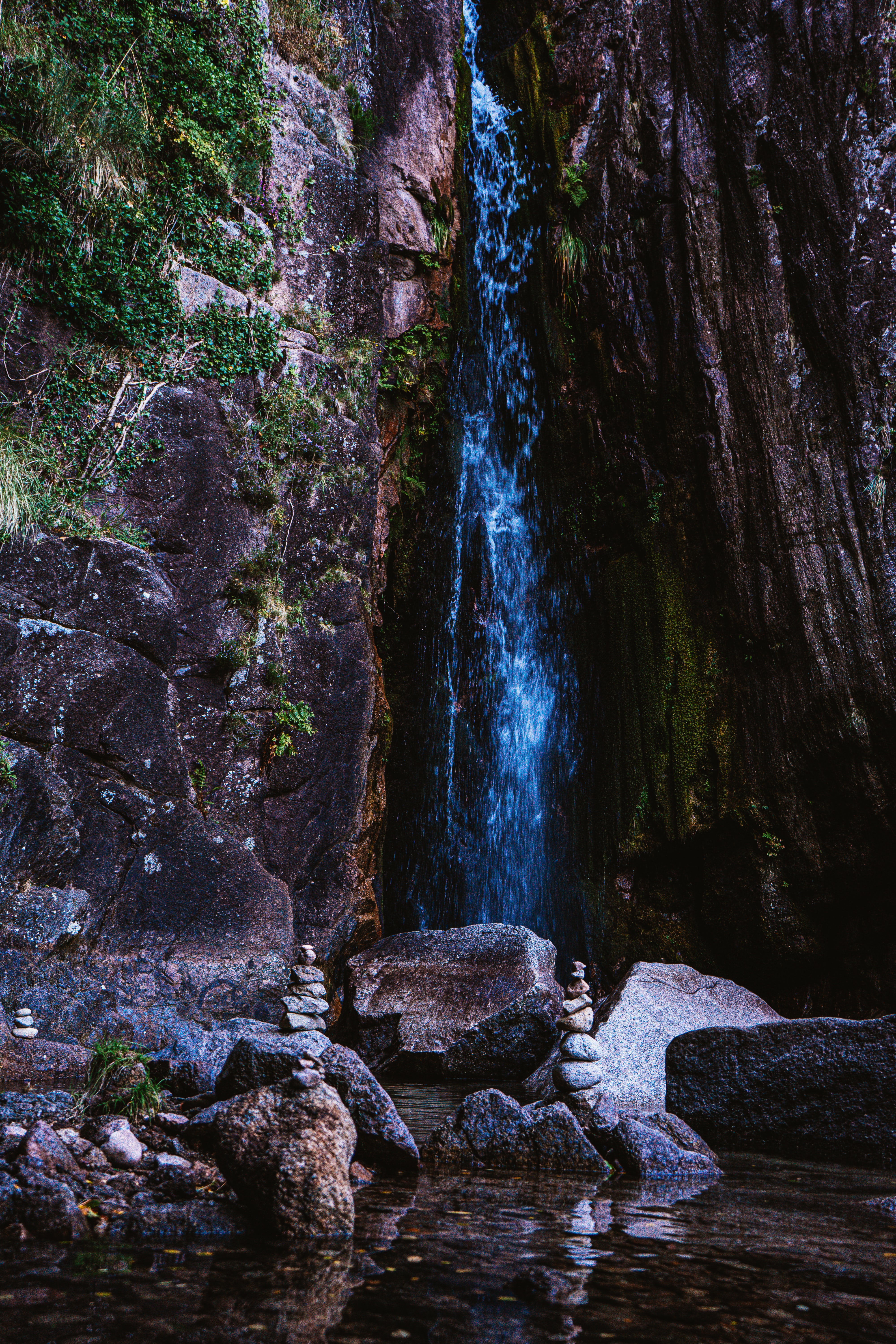 nature, water, rocks, balance, waterfall