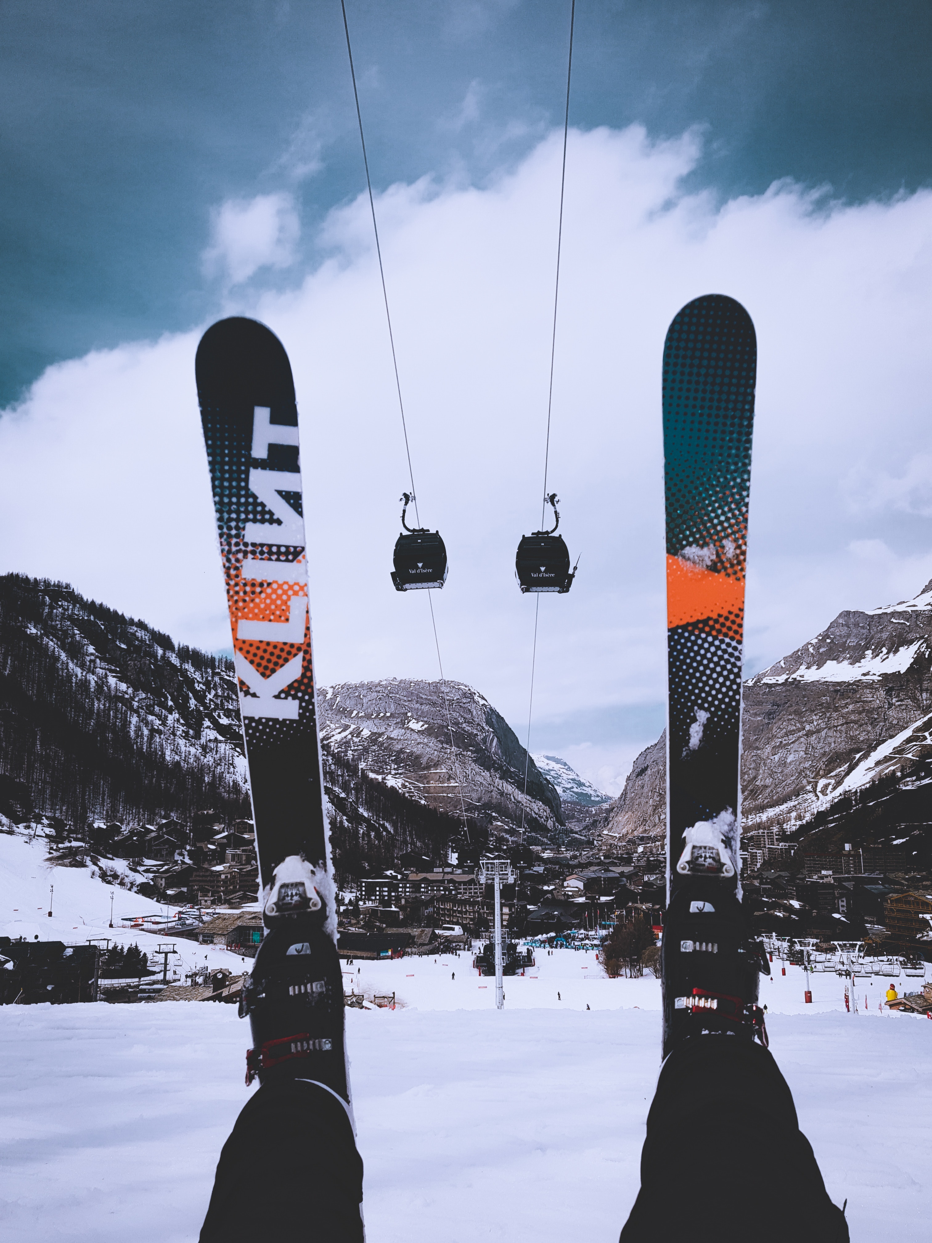 65194 скачать обои лыжи, канатная дорога, зима, природа, горы - заставки и картинки бесплатно