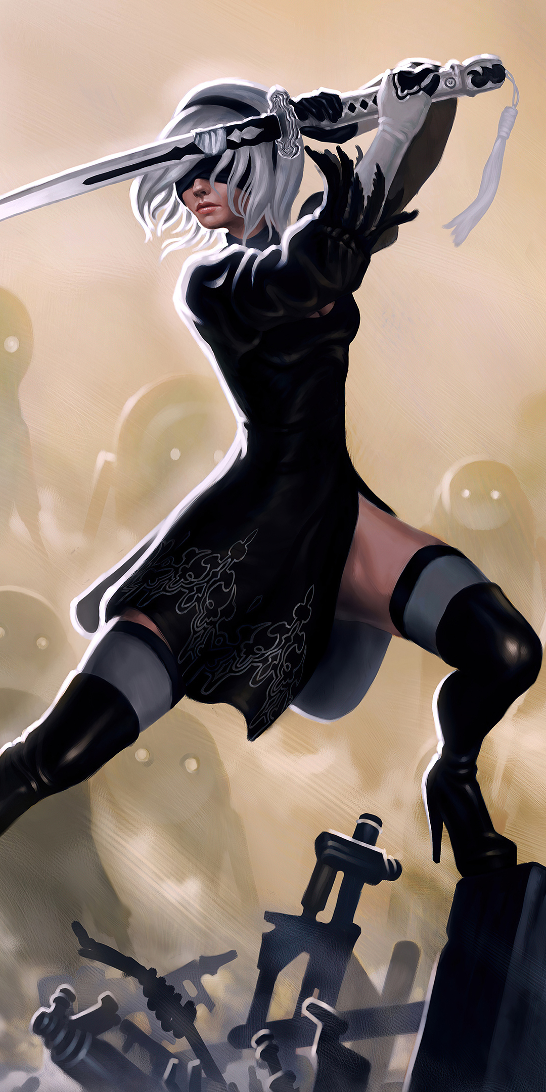 Download mobile wallpaper Video Game, White Hair, Woman Warrior, Yorha No 2 Type B, Nier: Automata for free.