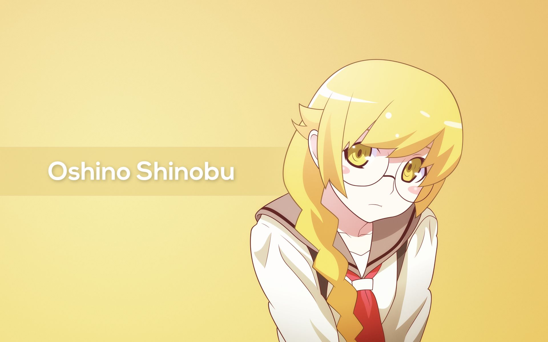 Download mobile wallpaper Anime, Blonde, Glasses, Yellow Eyes, Monogatari (Series), Monogatari Series: Second Season, Shinobu Oshino for free.