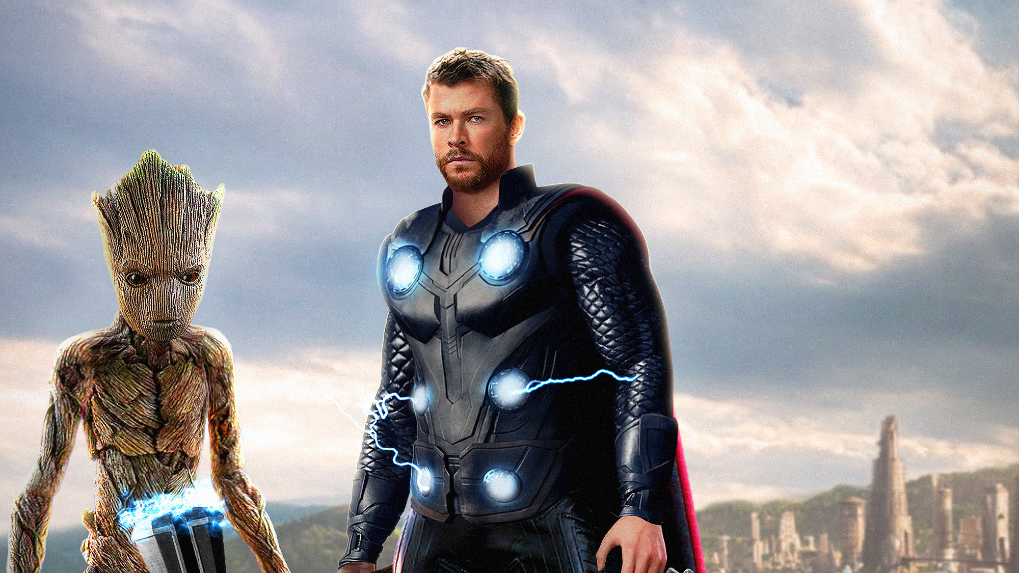 Handy-Wallpaper Filme, Thor, Die Rächer, Groot, Avengers: Infinity War kostenlos herunterladen.