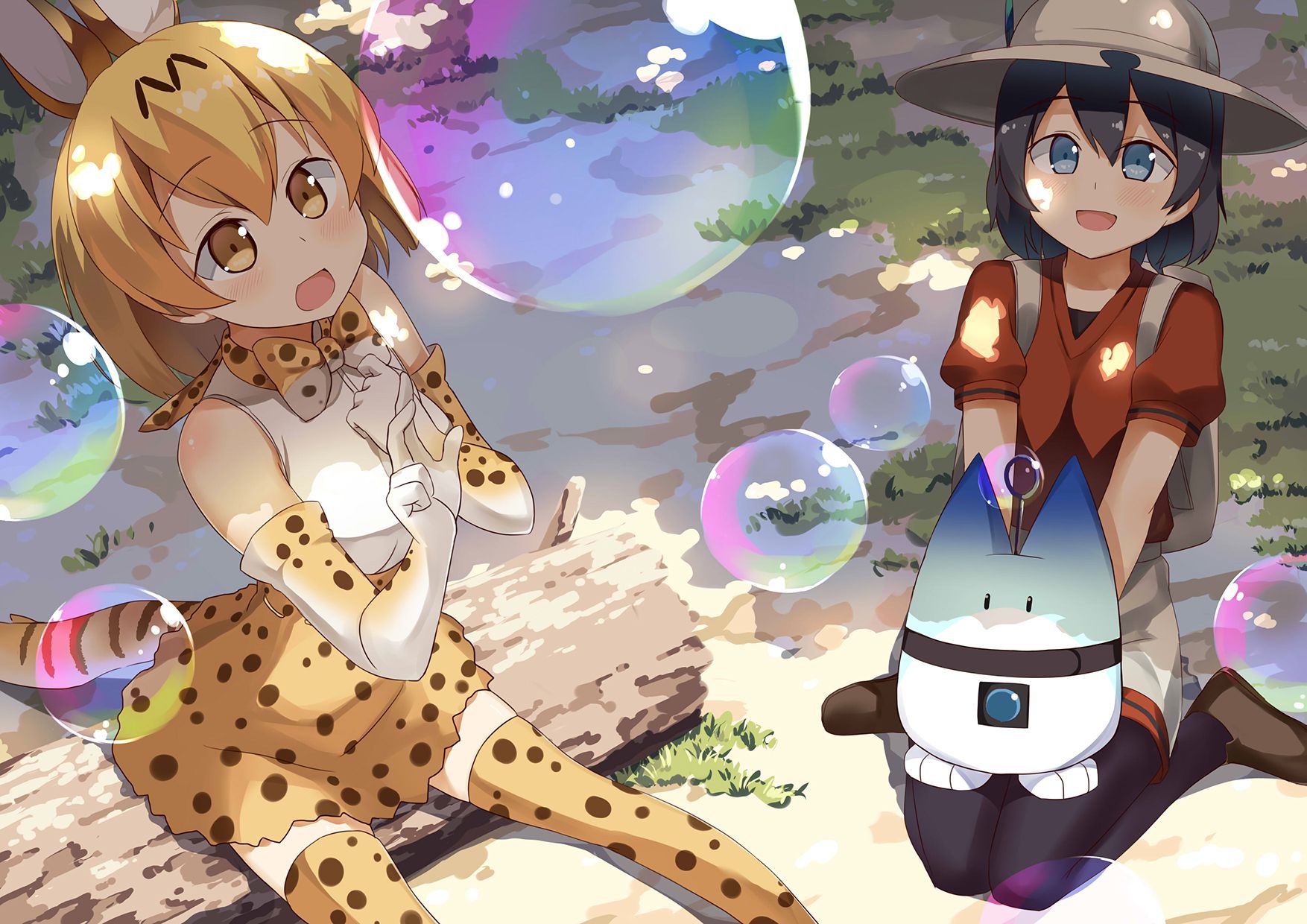 Laden Sie das Animes, Serval (Kemono Freunde), Kemono Friends, Kaban (Kemono Freunde), Lucky Beast (Kemono Freunde)-Bild kostenlos auf Ihren PC-Desktop herunter