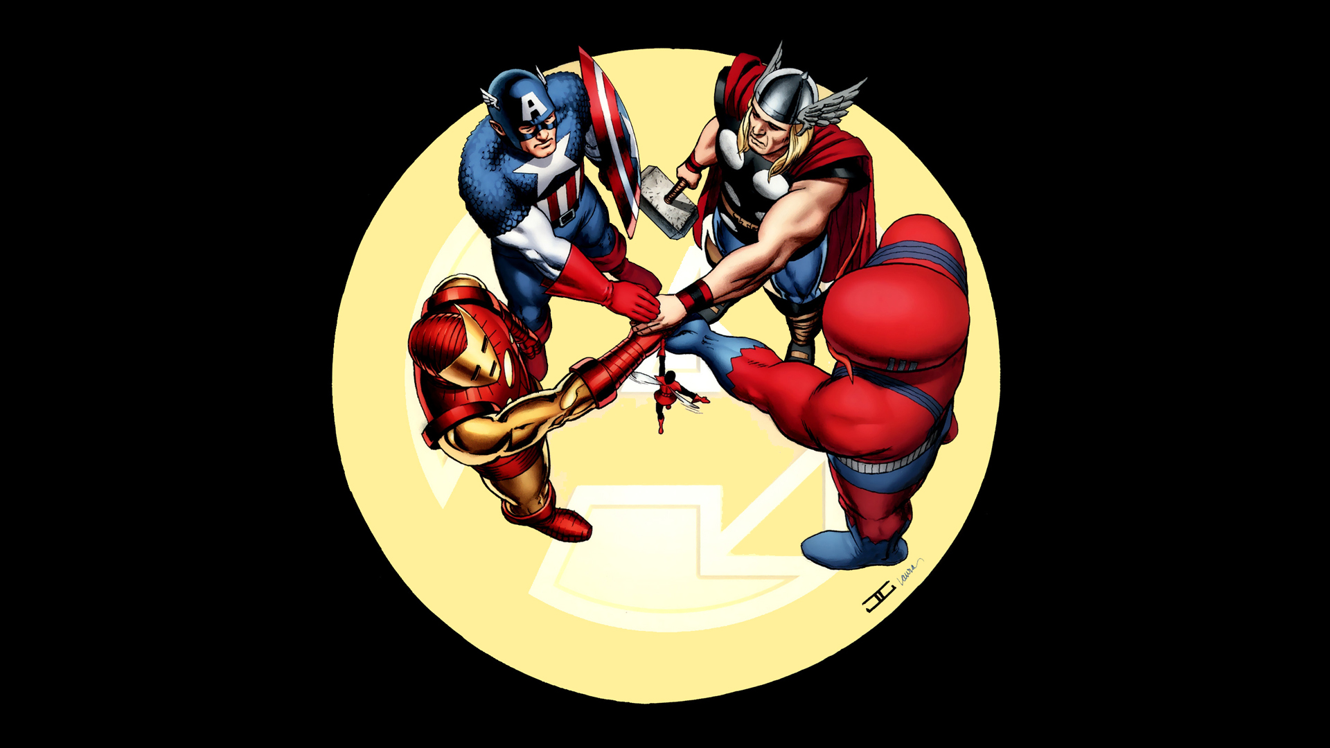 350872 скачать обои комиксы, мстители, капитан америка, человек гигант, железный человек, тор, оса (marvel comics) - заставки и картинки бесплатно