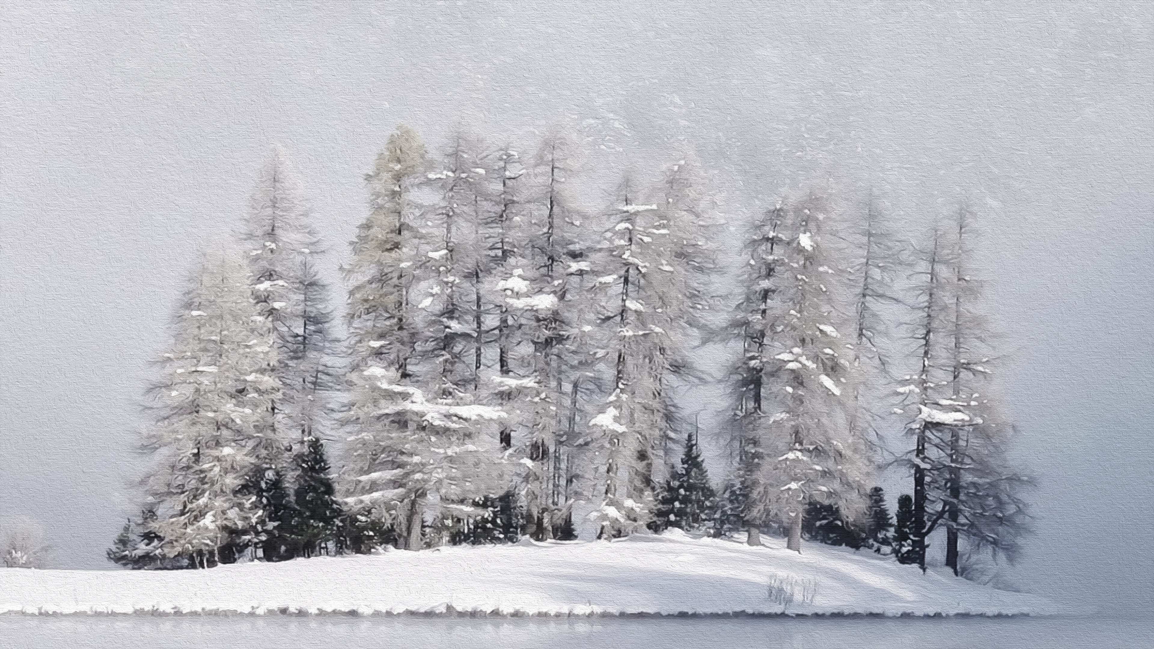 Handy-Wallpaper Winter, Schnee, Baum, Künstlerisch kostenlos herunterladen.