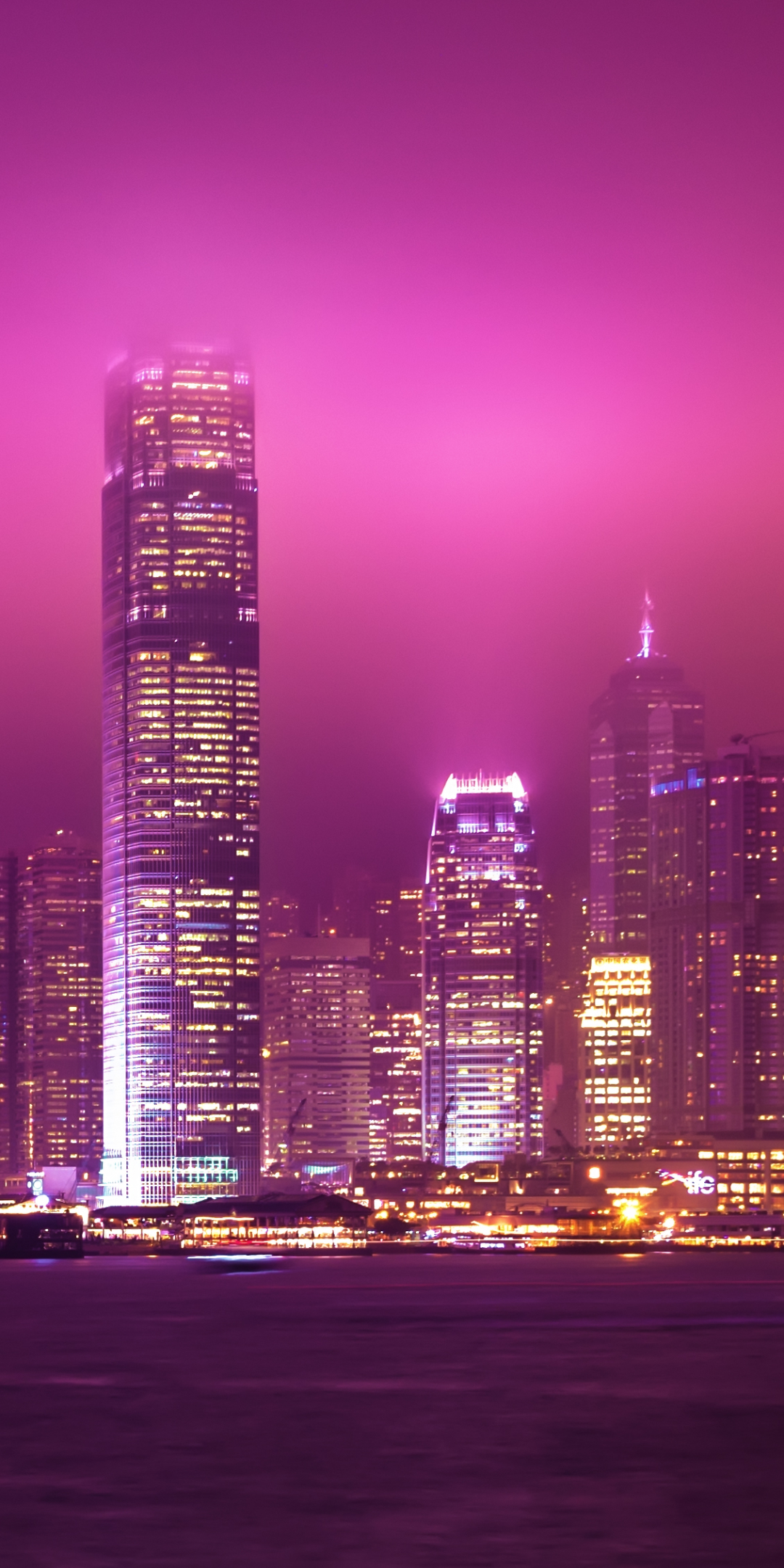 Скачать картинку Города, Ночь, Горизонт, Мегаполис, Китай, Гонконг, Сделано Человеком, Кита́й в телефон бесплатно.