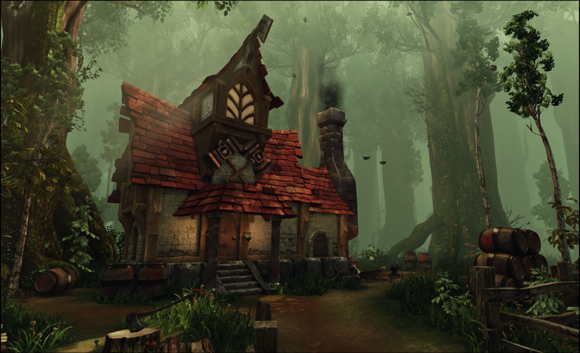 Free download wallpaper Fantasy, Forest, House on your PC desktop