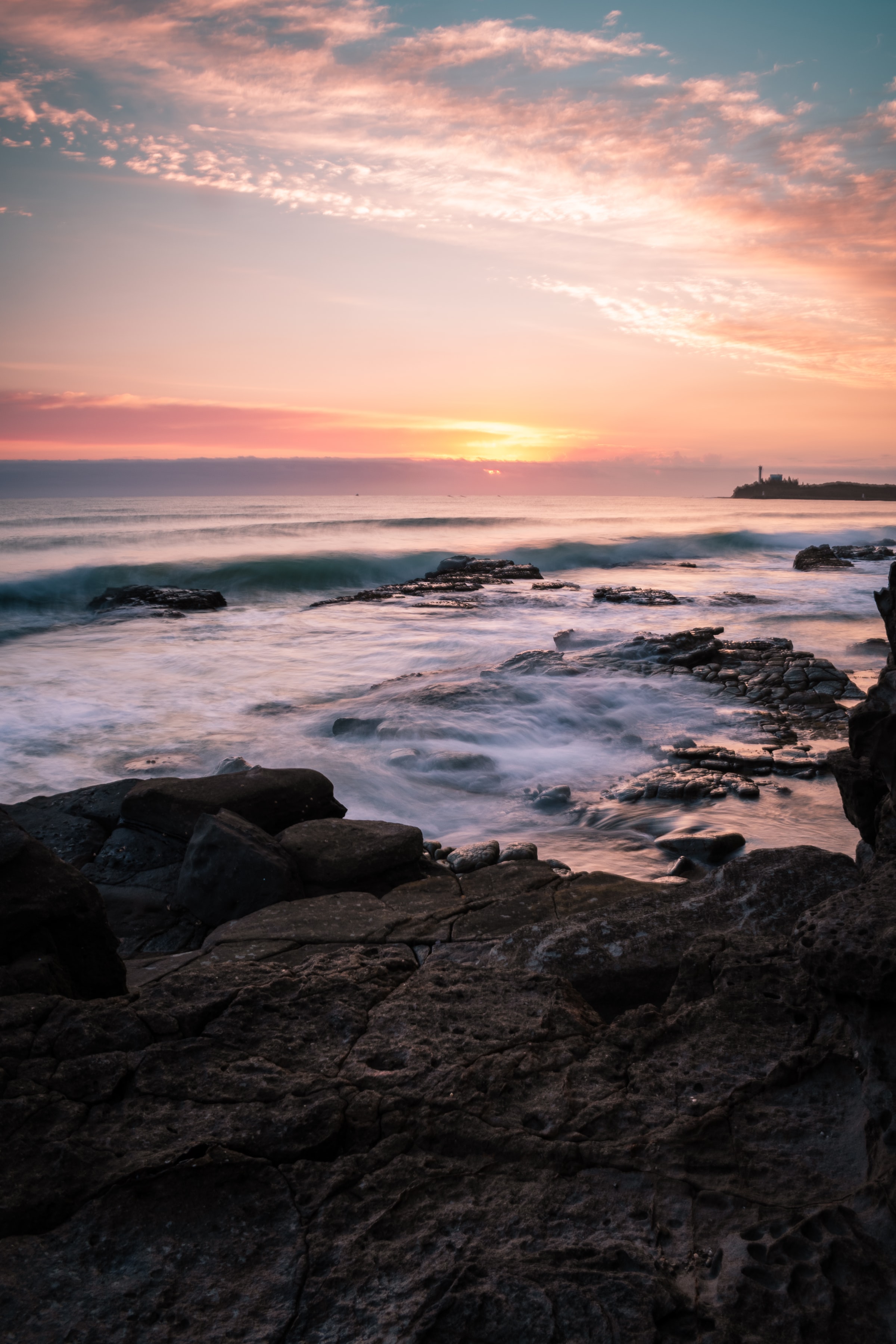 Laden Sie das Natur, Sunset, Felsen, Die Steine, Horizont, Sea, Clouds-Bild kostenlos auf Ihren PC-Desktop herunter