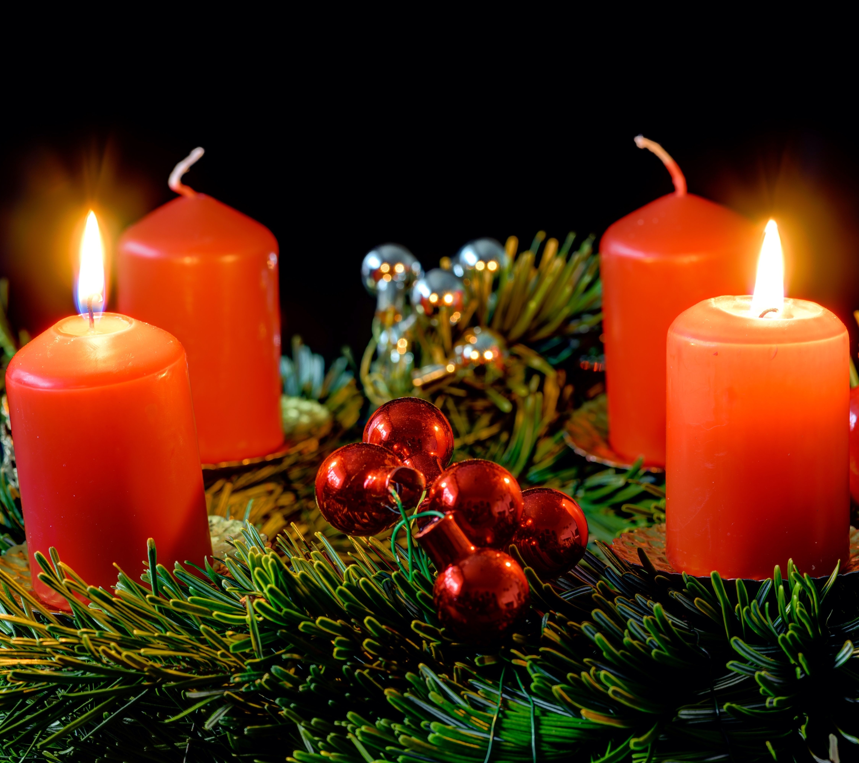 Download mobile wallpaper Christmas, Holiday, Candle, Christmas Ornaments for free.