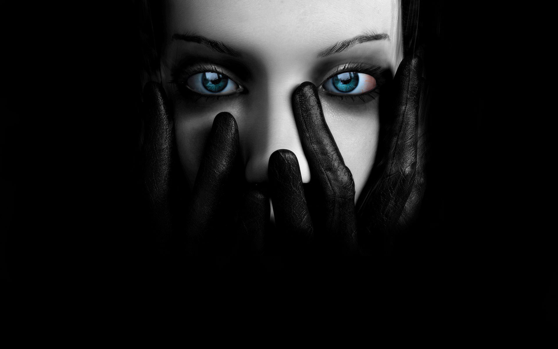 Download mobile wallpaper Dark, Women, Blue Eyes for free.