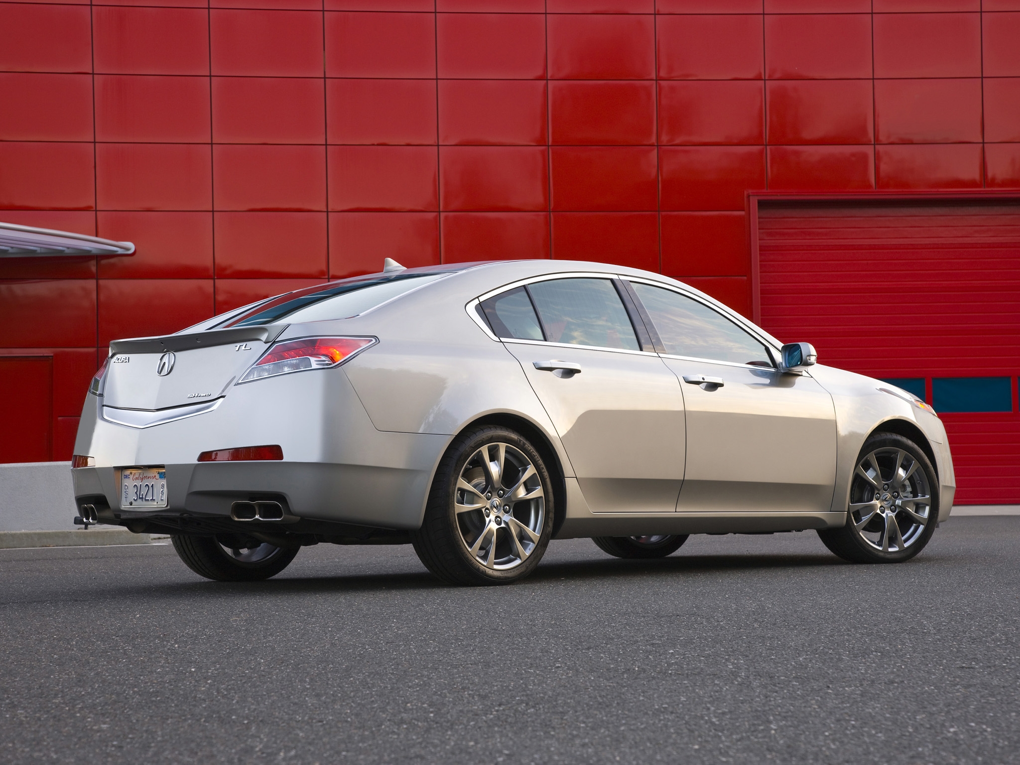 Download mobile wallpaper Akura, Silver Metallic, Acura, 2008, Tl, Side View, Style, Asphalt, Wall, Auto, Cars for free.