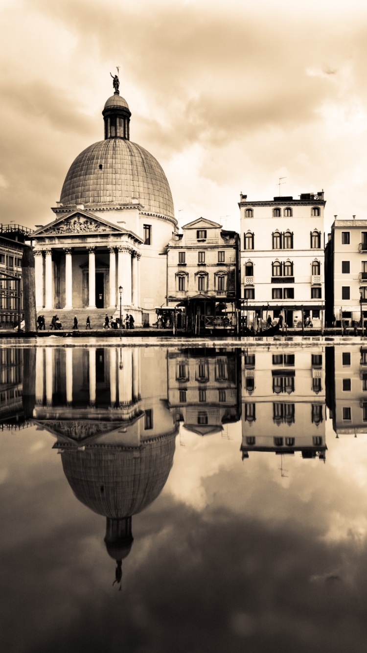 Download mobile wallpaper Venice, Building, Reflection, Photography, Place, Black & White for free.
