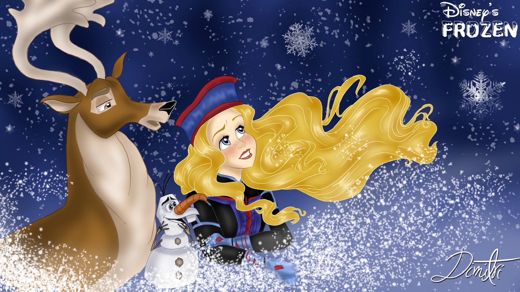 Download mobile wallpaper Frozen, Movie, Frozen (Movie), Anna (Frozen), Olaf (Frozen), Sven (Frozen) for free.