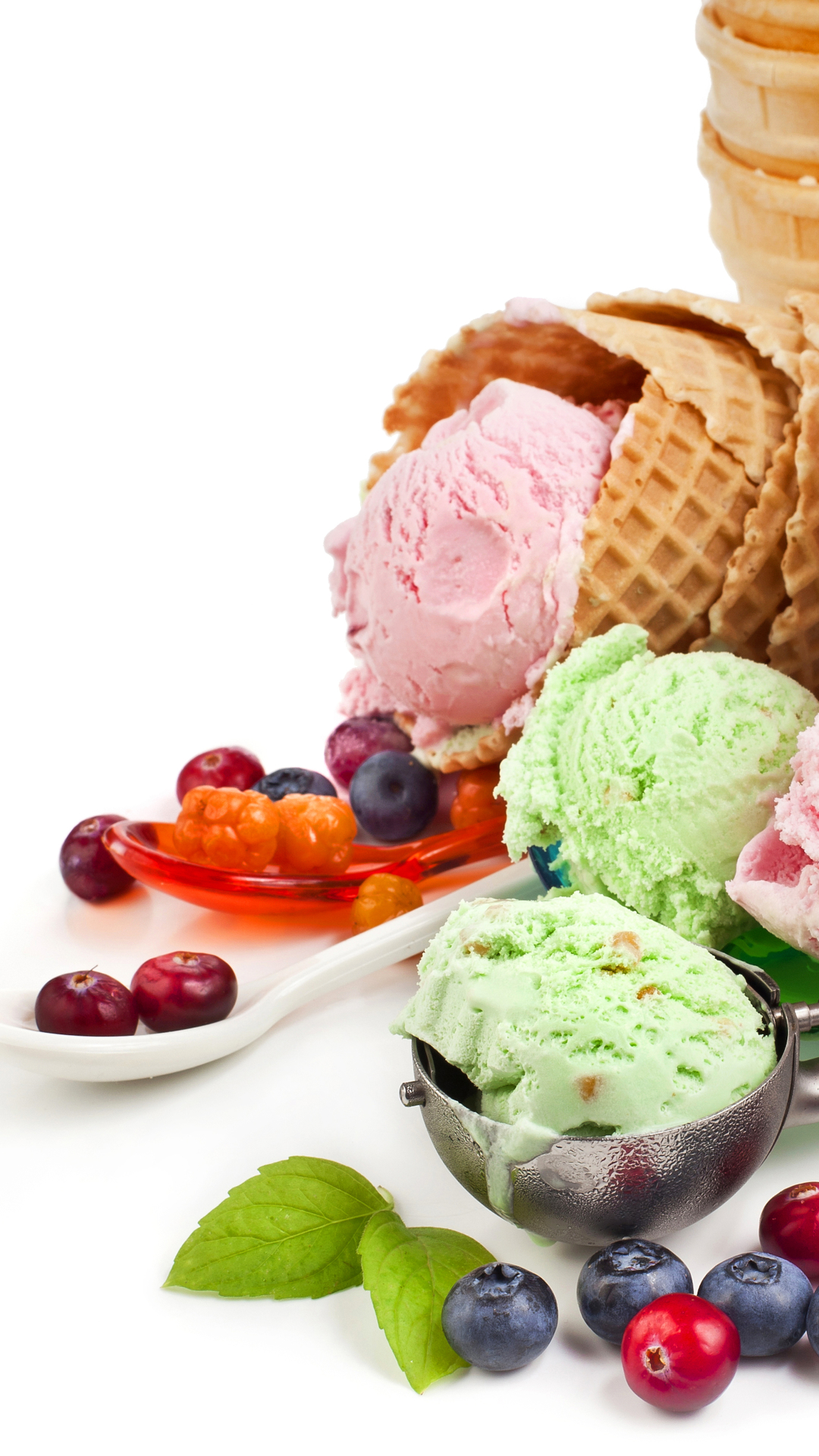 Download mobile wallpaper Food, Ice Cream, Still Life, Berry, Waffle Cone for free.