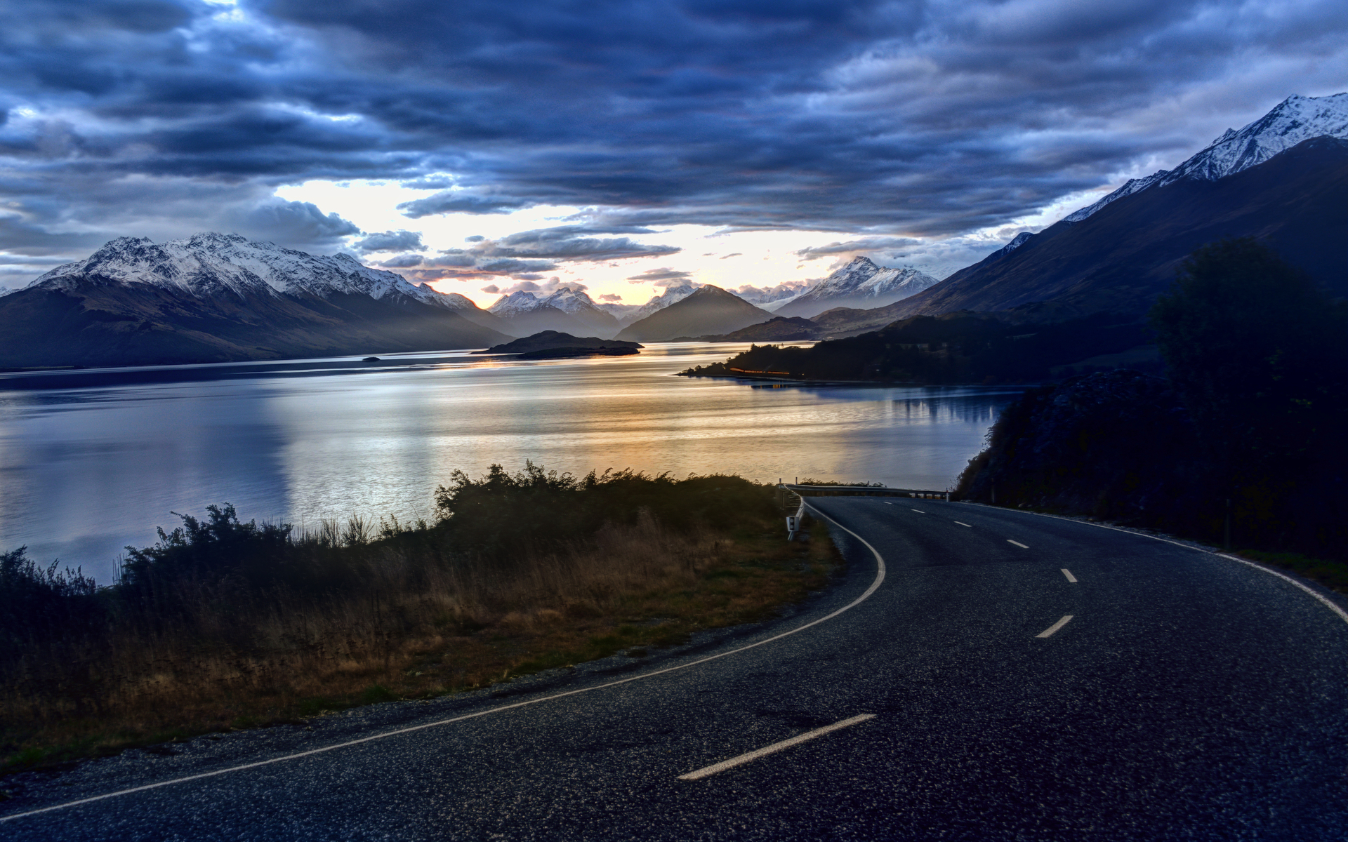 Download mobile wallpaper Landscape, Sky, Mountain, Road, Cloud, Scenic, Man Made for free.