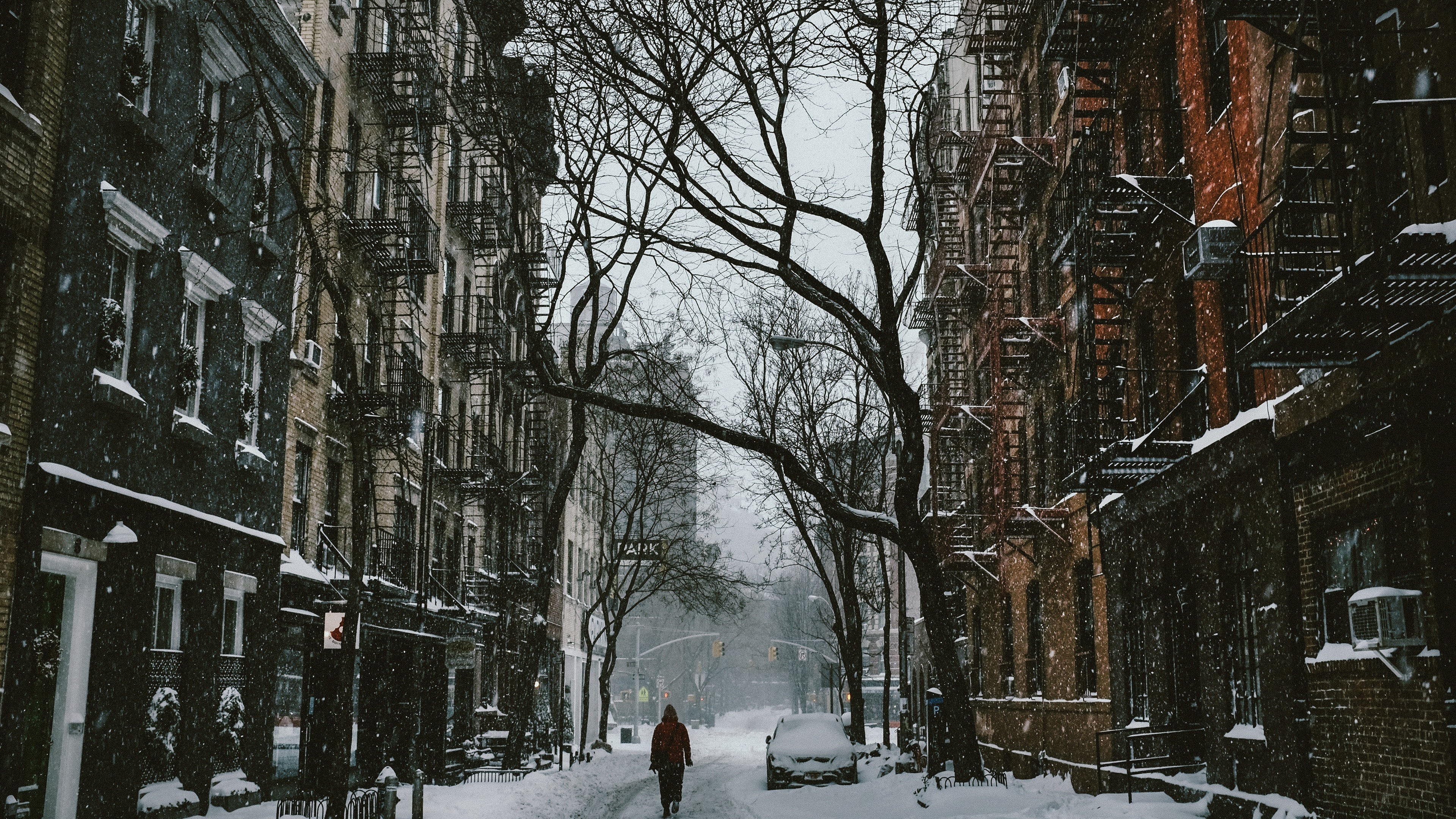 Download mobile wallpaper Cities, Snow, City, House, Street, Man Made for free.