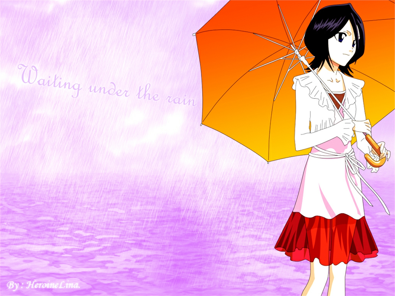 Handy-Wallpaper Bleach, Rukia Kuchiki, Animes kostenlos herunterladen.