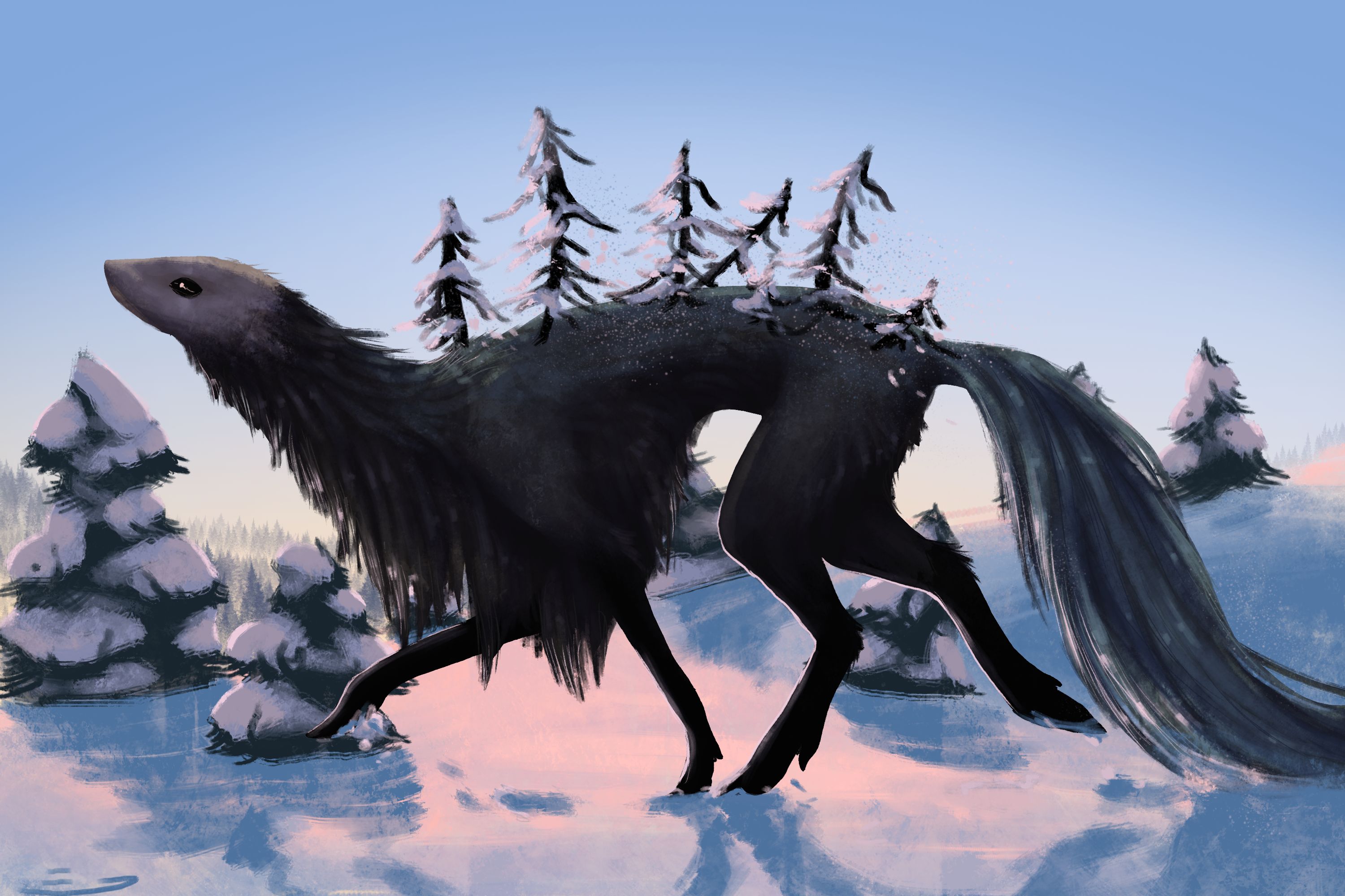 Free download wallpaper Winter, Fantasy, Creature on your PC desktop