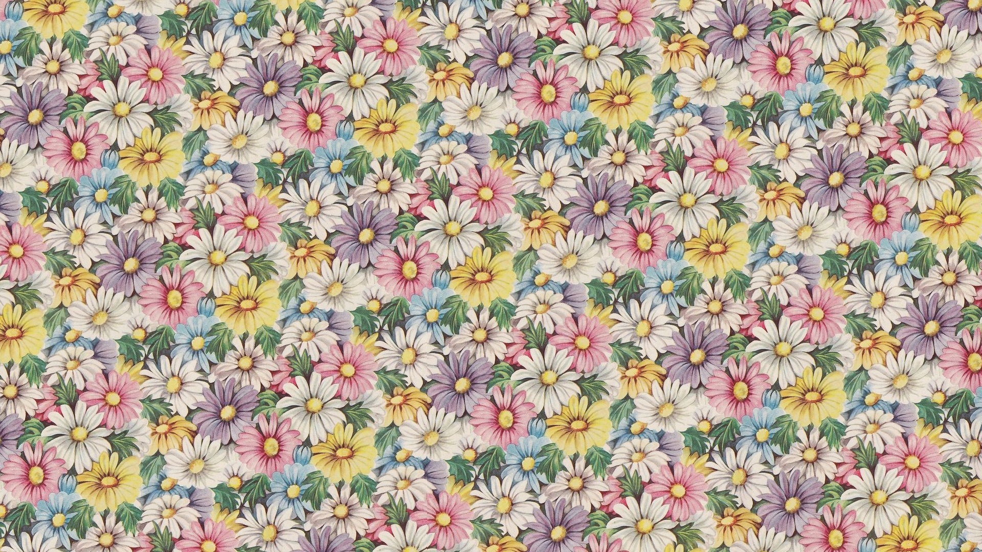 Download mobile wallpaper Flowers, Flower, Artistic, Daisy, Yellow Flower, White Flower, Purple Flower, Blue Flower for free.