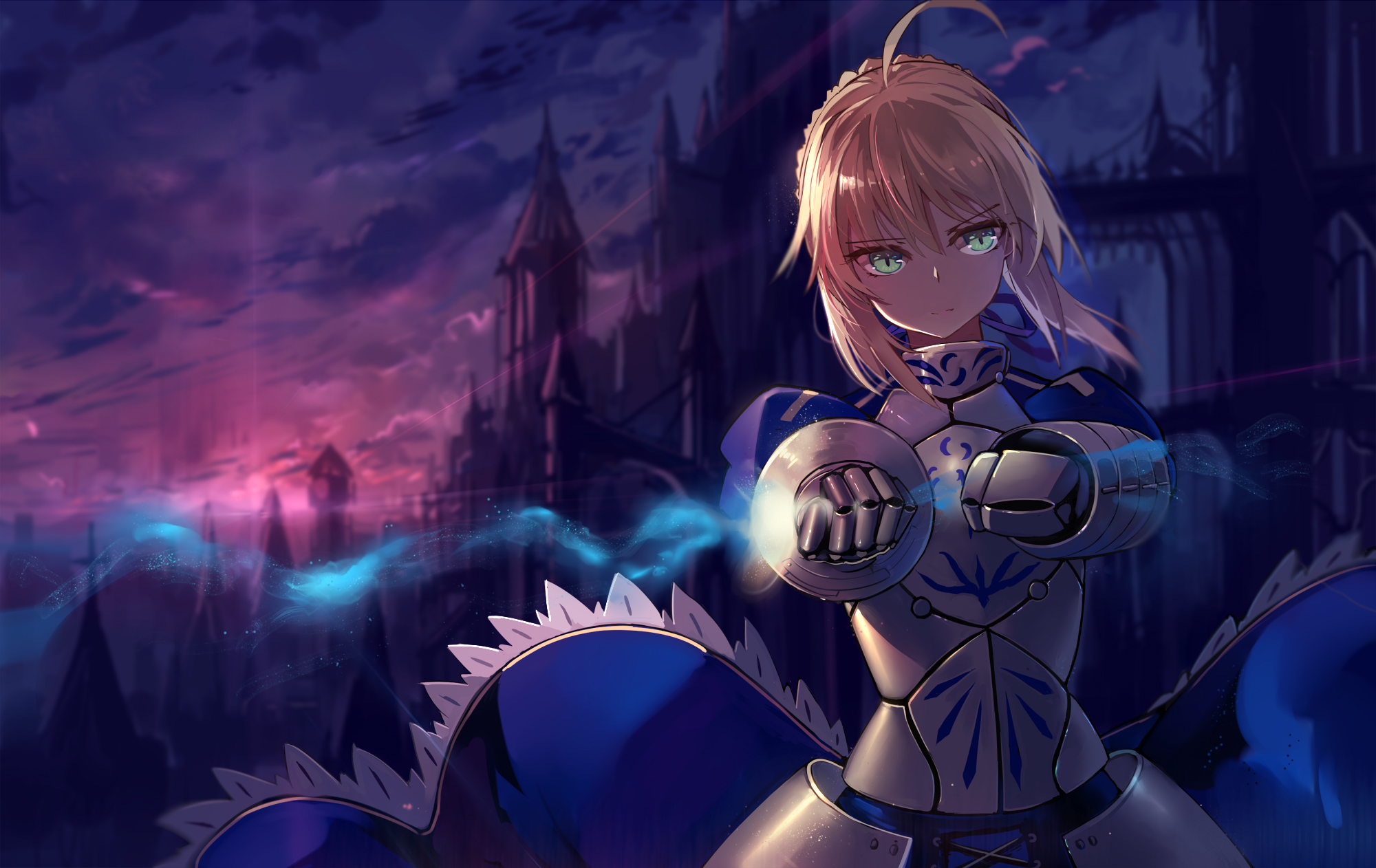 Free download wallpaper Anime, Blonde, Armor, Green Eyes, Short Hair, Saber (Fate Series), Fate/stay Night, Woman Warrior, Fate Series on your PC desktop