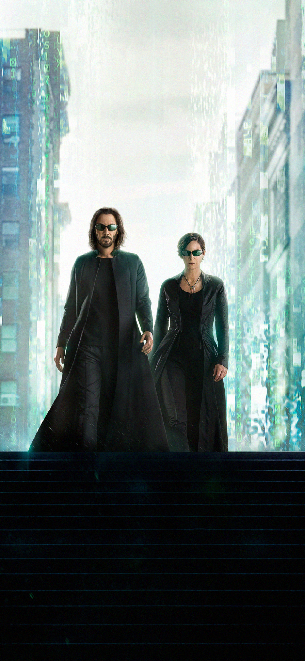 Handy-Wallpaper Keanu Reeves, Filme, Neo (Die Matrix), Carrie Anne Moss, Matrix Resurrections, Trinity (Die Matrix) kostenlos herunterladen.