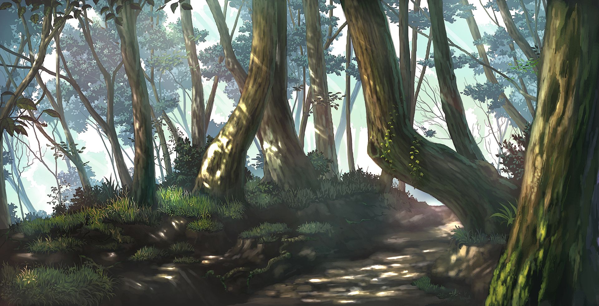 Free download wallpaper Anime, Forest on your PC desktop