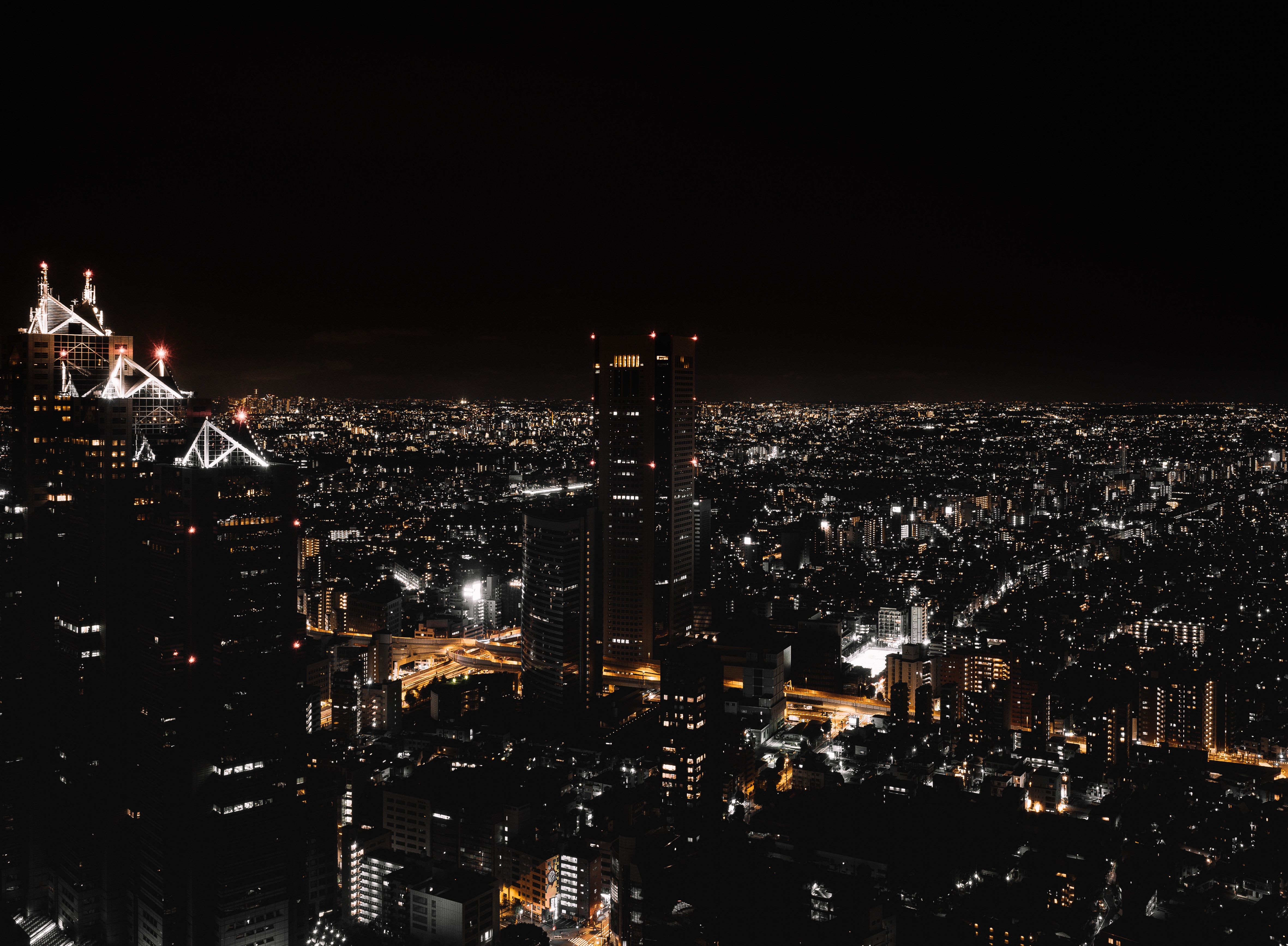 154518 Bild herunterladen städte, wolkenkratzer, blick von oben, nächtliche stadt, night city, lichter der stadt, city lights, japan, tokio, tokyo - Hintergrundbilder und Bildschirmschoner kostenlos