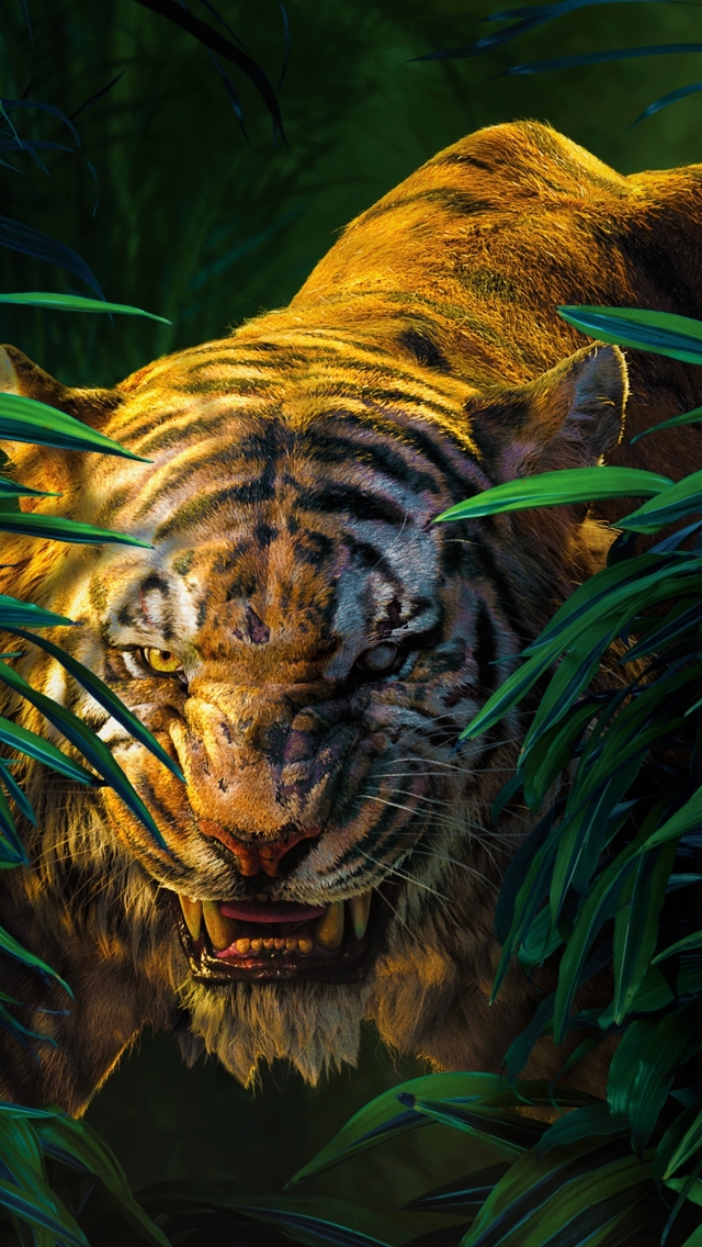 the jungle book (2016), movie, the jungle book, shere khan, tiger wallpaper for mobile
