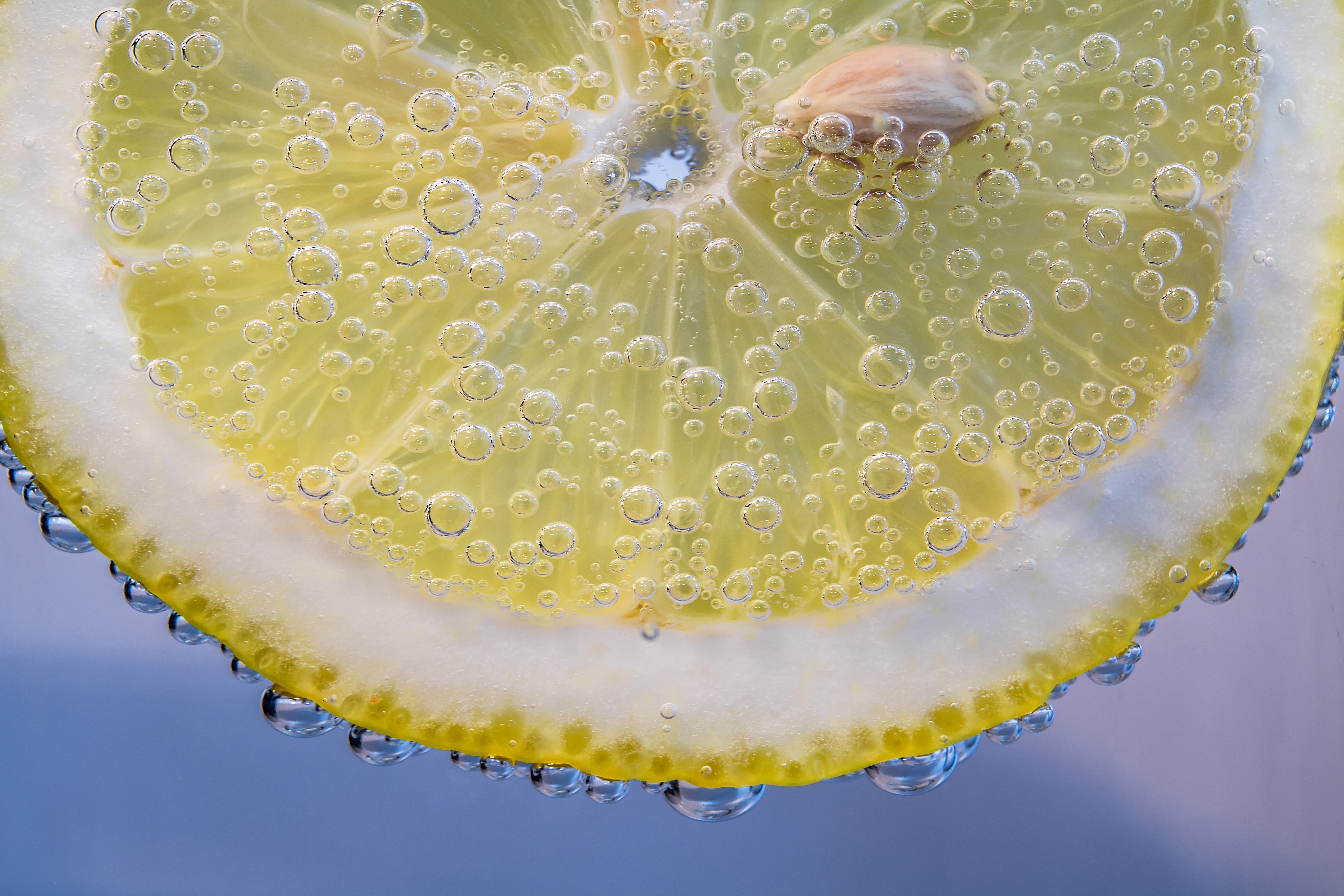 lemon, macro, bubbles, close up