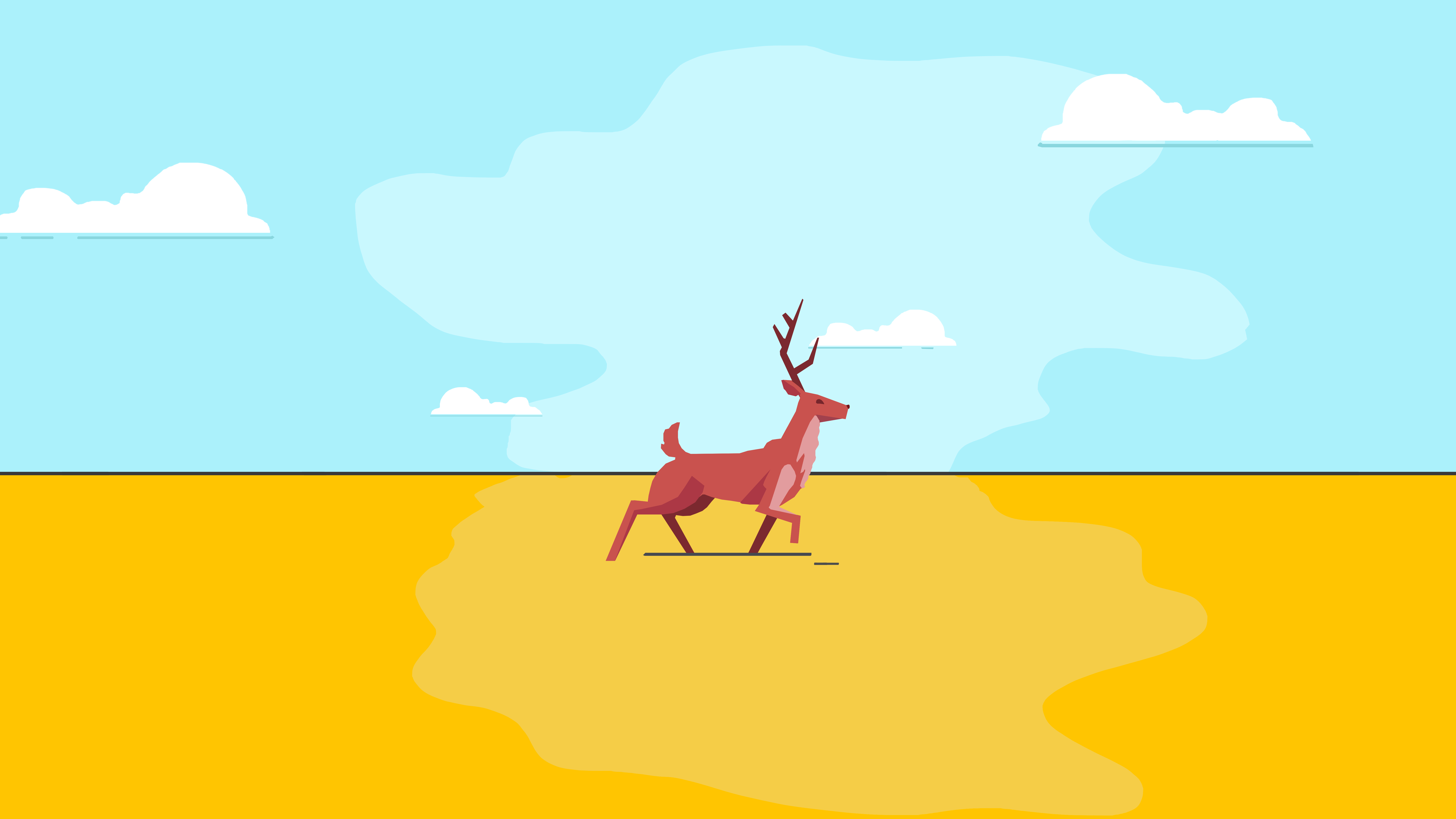 Laden Sie das Tiere, Hirsch, Wolke, Himmel, Minimalistisch-Bild kostenlos auf Ihren PC-Desktop herunter