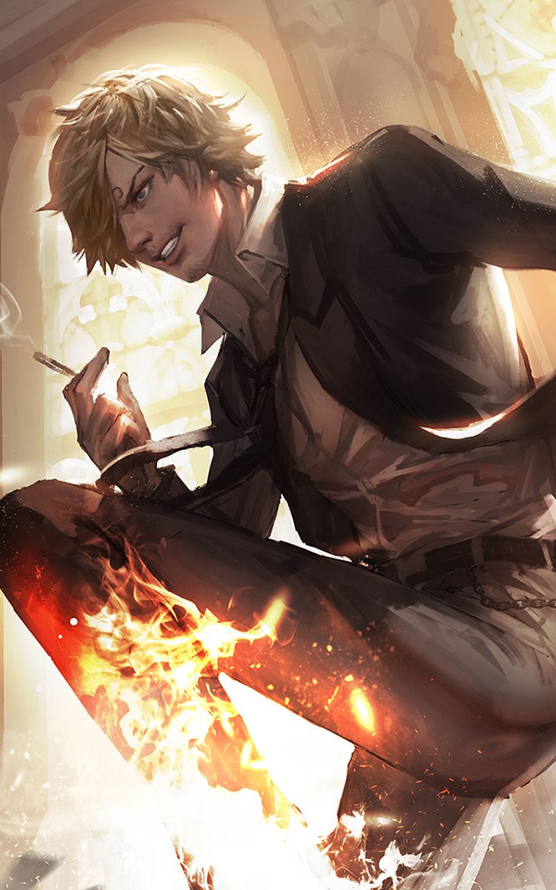 Download mobile wallpaper Anime, Fire, Blonde, Blue Eyes, One Piece, Sanji (One Piece), Cigarette, Smoking for free.