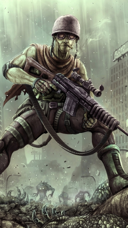 Download mobile wallpaper Weapon, Dark, Creature, Sci Fi, Monster, Soldier, Horror, Post Apocalyptic for free.